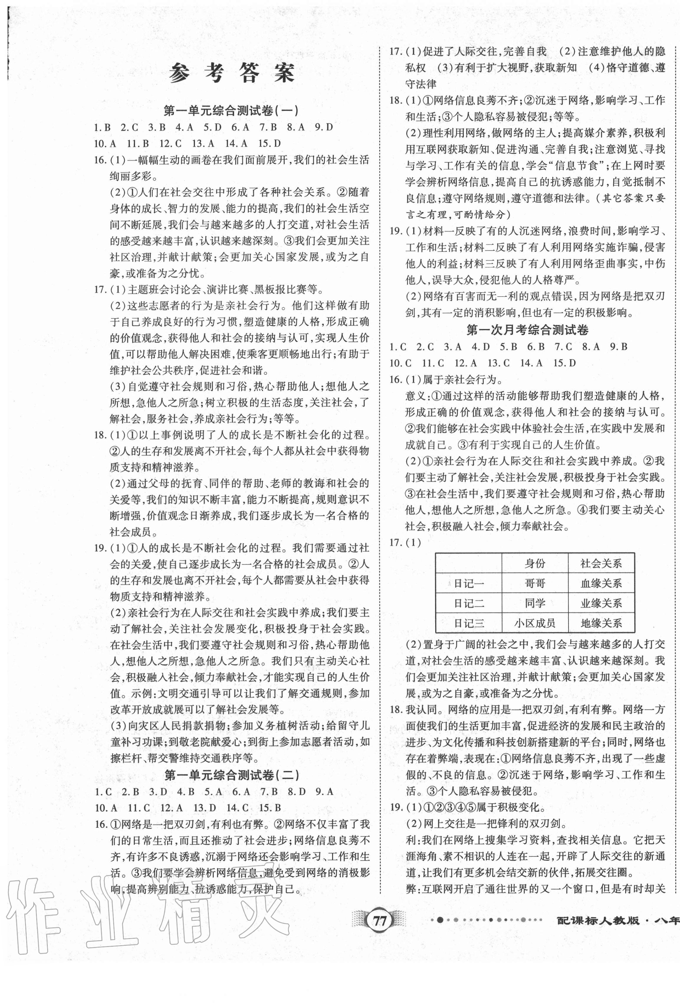 2020年全程優(yōu)選卷八年級(jí)道德與法治上冊(cè)人教版 第1頁(yè)