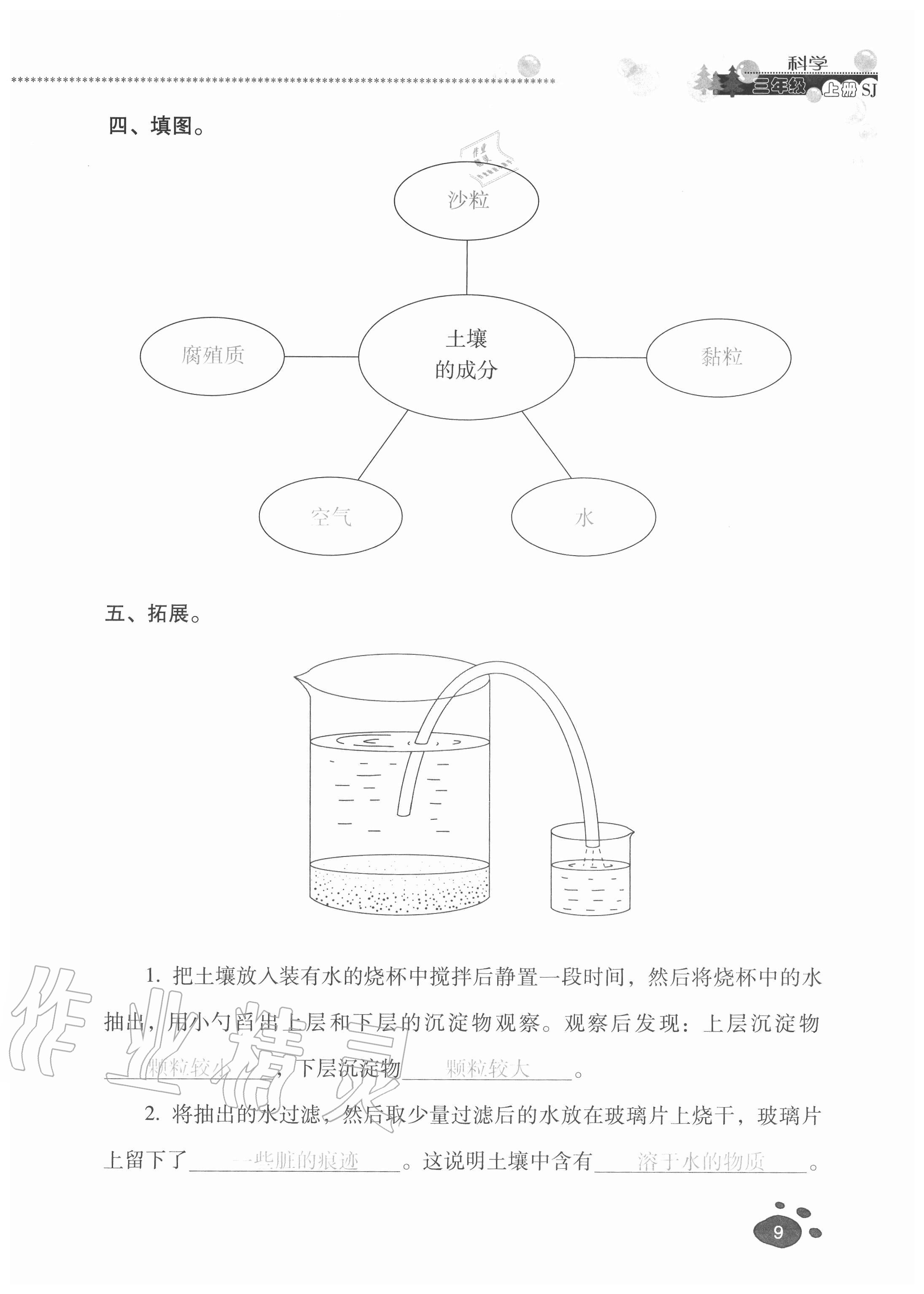 2020年云南省标准教辅同步指导训练与检测三年级科学上册苏教版 参考答案第8页