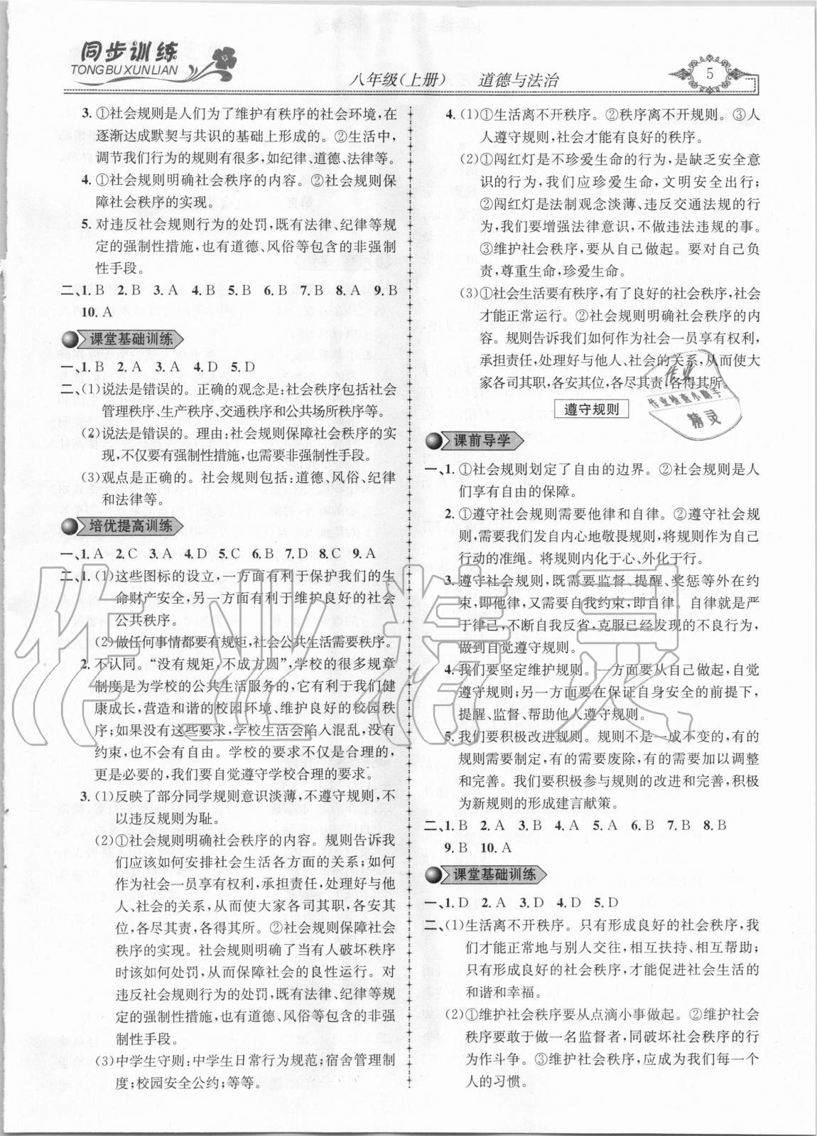 2020年同步訓(xùn)練創(chuàng)新作業(yè)八年級道德與法治上冊人教版 第5頁