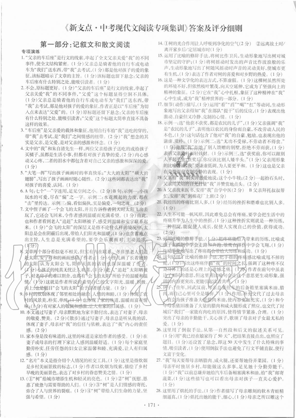 2020年新支點中考現(xiàn)代文閱讀專項集訓語文 第1頁