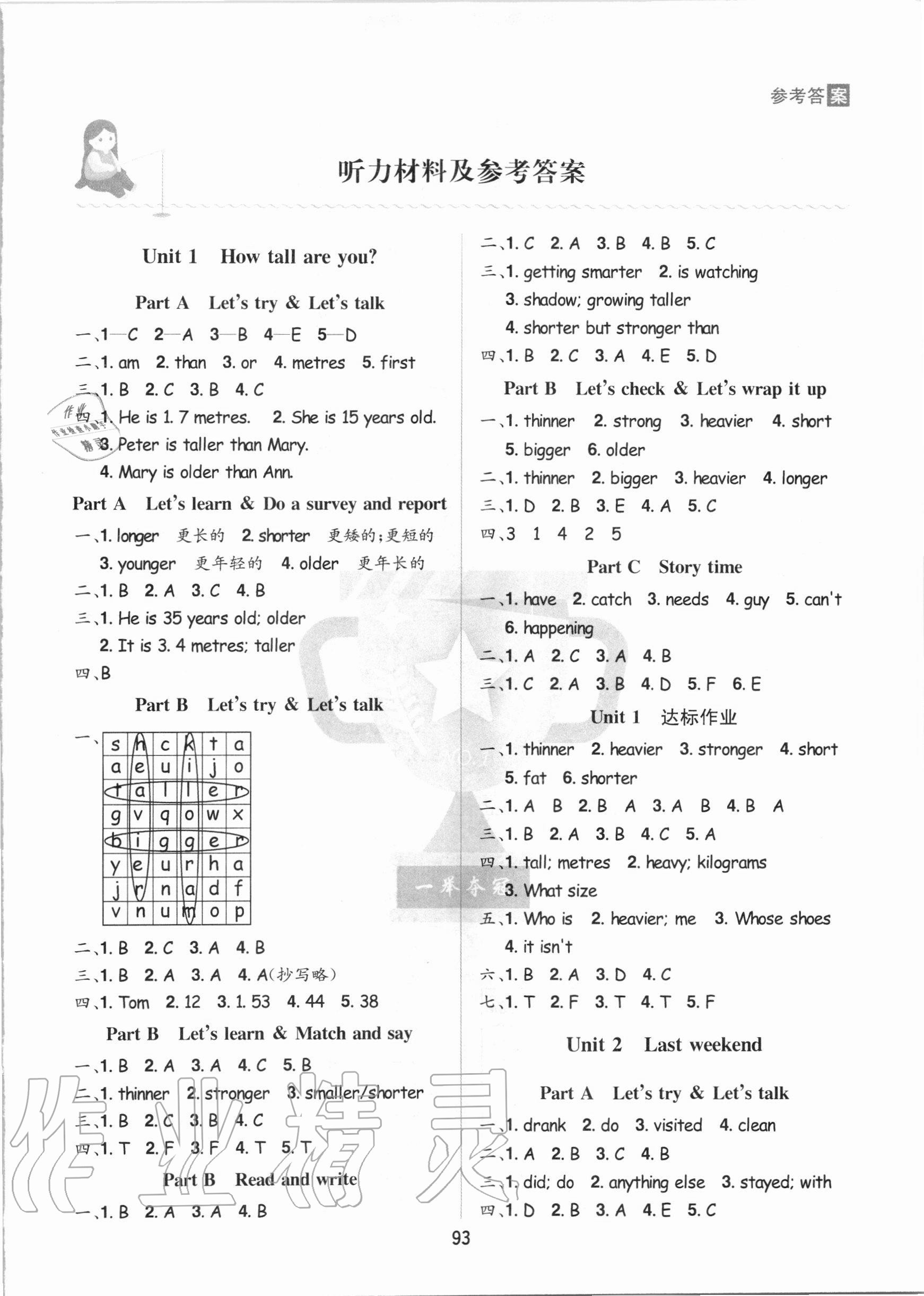 2021年龍門之星六年級(jí)英語(yǔ)下冊(cè)人教版 參考答案第1頁(yè)