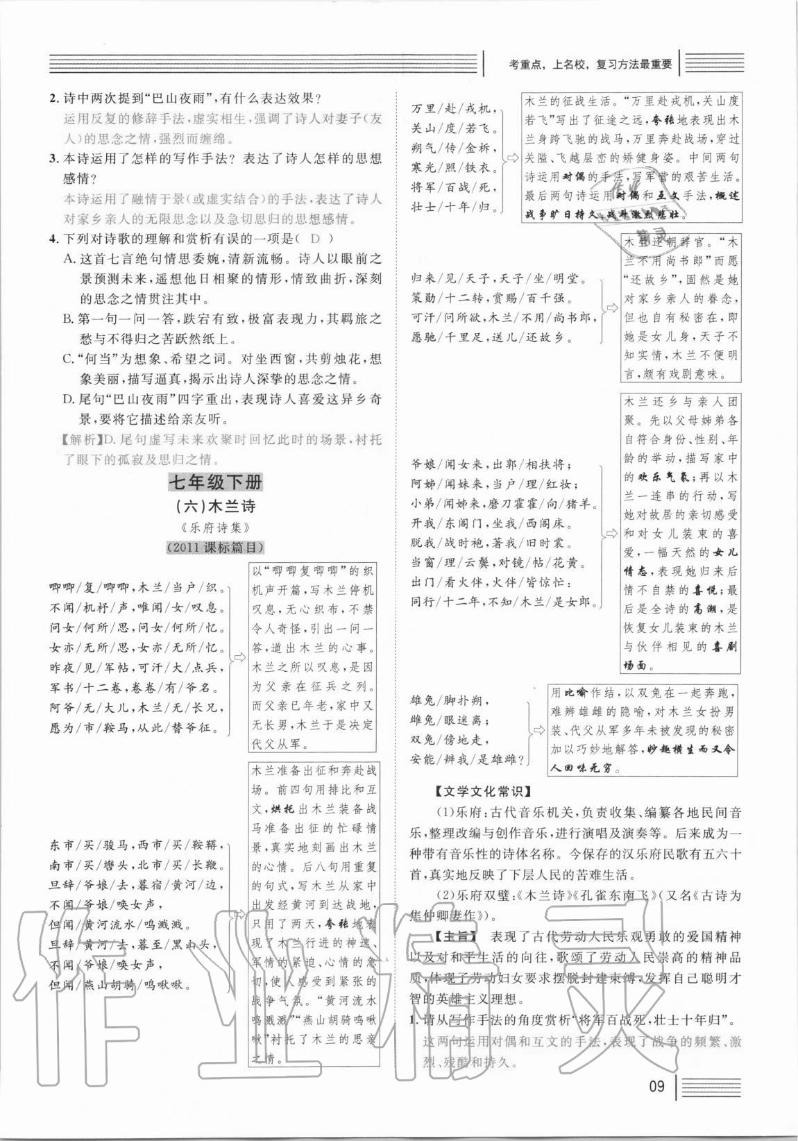 2021年火線100天中考滾動(dòng)復(fù)習(xí)法語文 參考答案第9頁