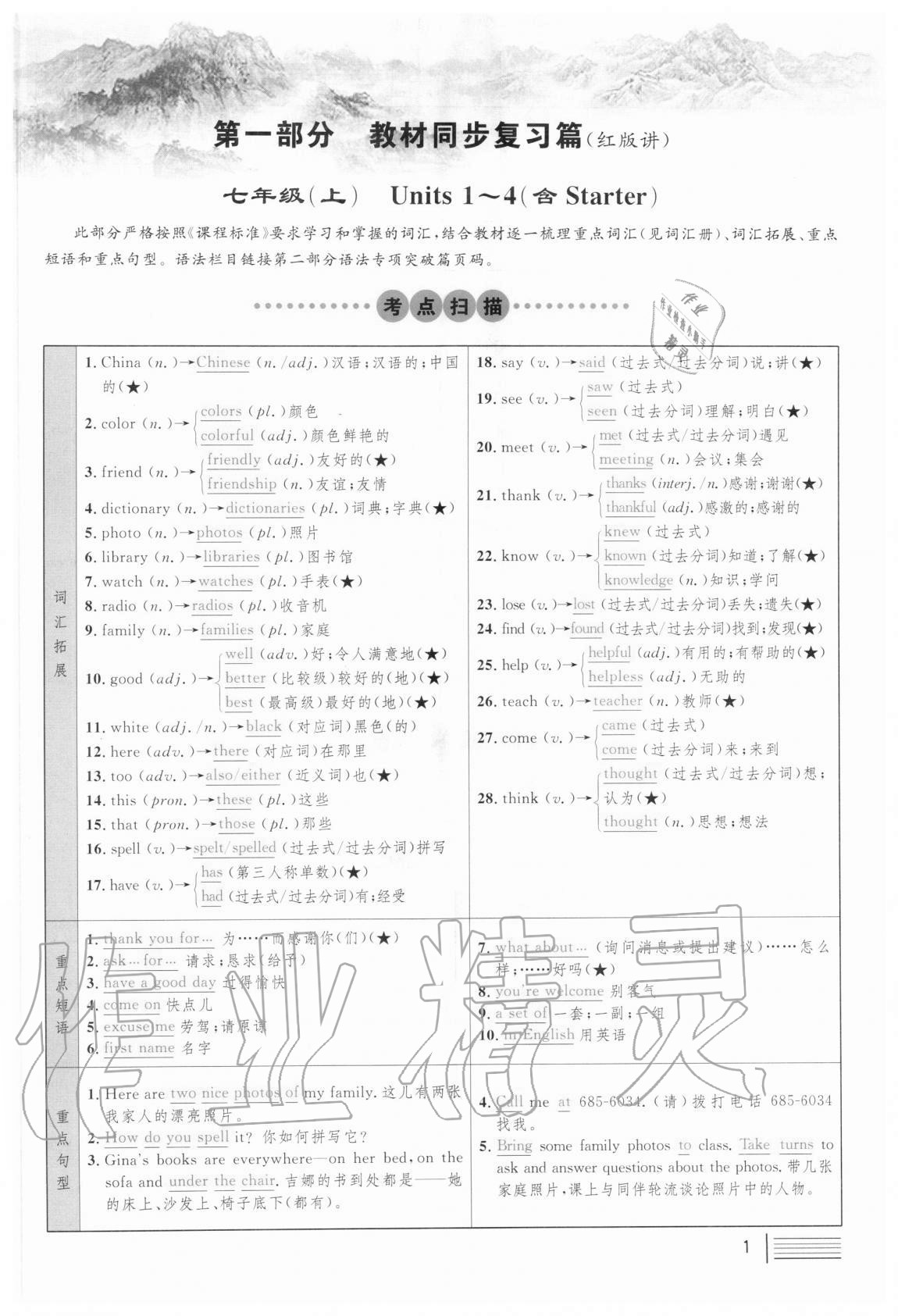 2021年火线100天中考滚动复习法英语 参考答案第72页