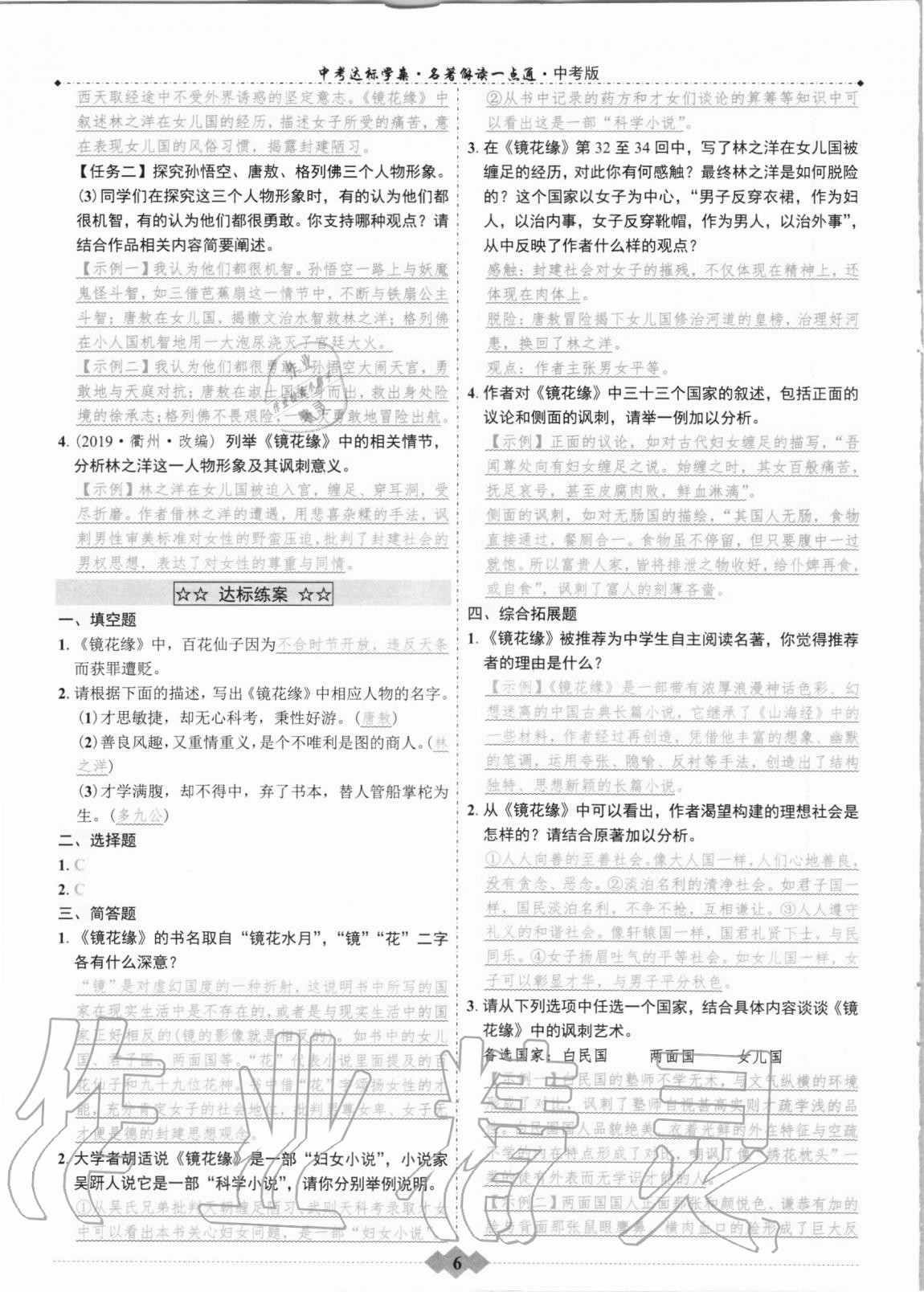 2020年達標學案名著解讀一點通中考版 第6頁