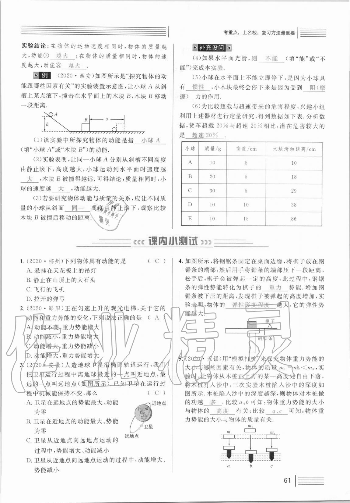 2021年火線100天中考滾動復(fù)習(xí)法物理 參考答案第61頁