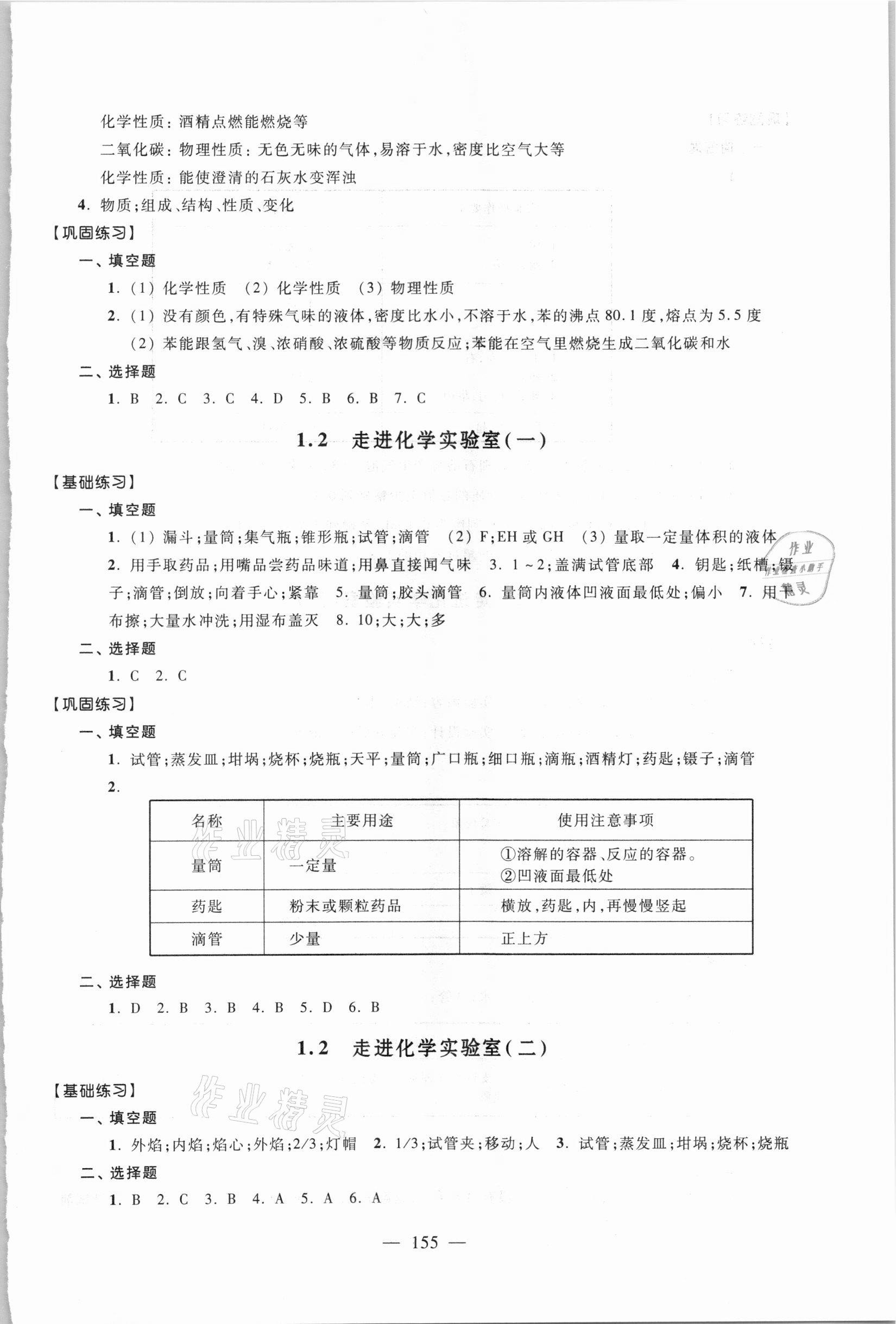 2020年優(yōu)化作業(yè)九年級化學(xué)上冊滬教版上?？萍嘉墨I(xiàn)出版社 參考答案第2頁