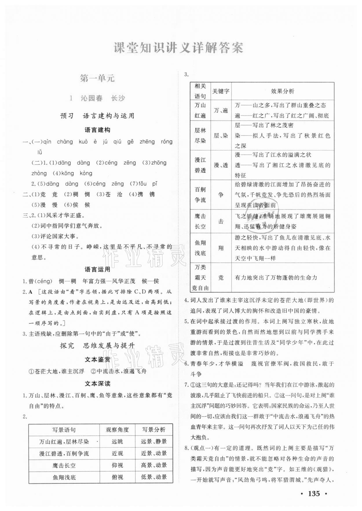 2020年課程基礎(chǔ)訓(xùn)練高中語(yǔ)文必修1人教版 參考答案第1頁(yè)