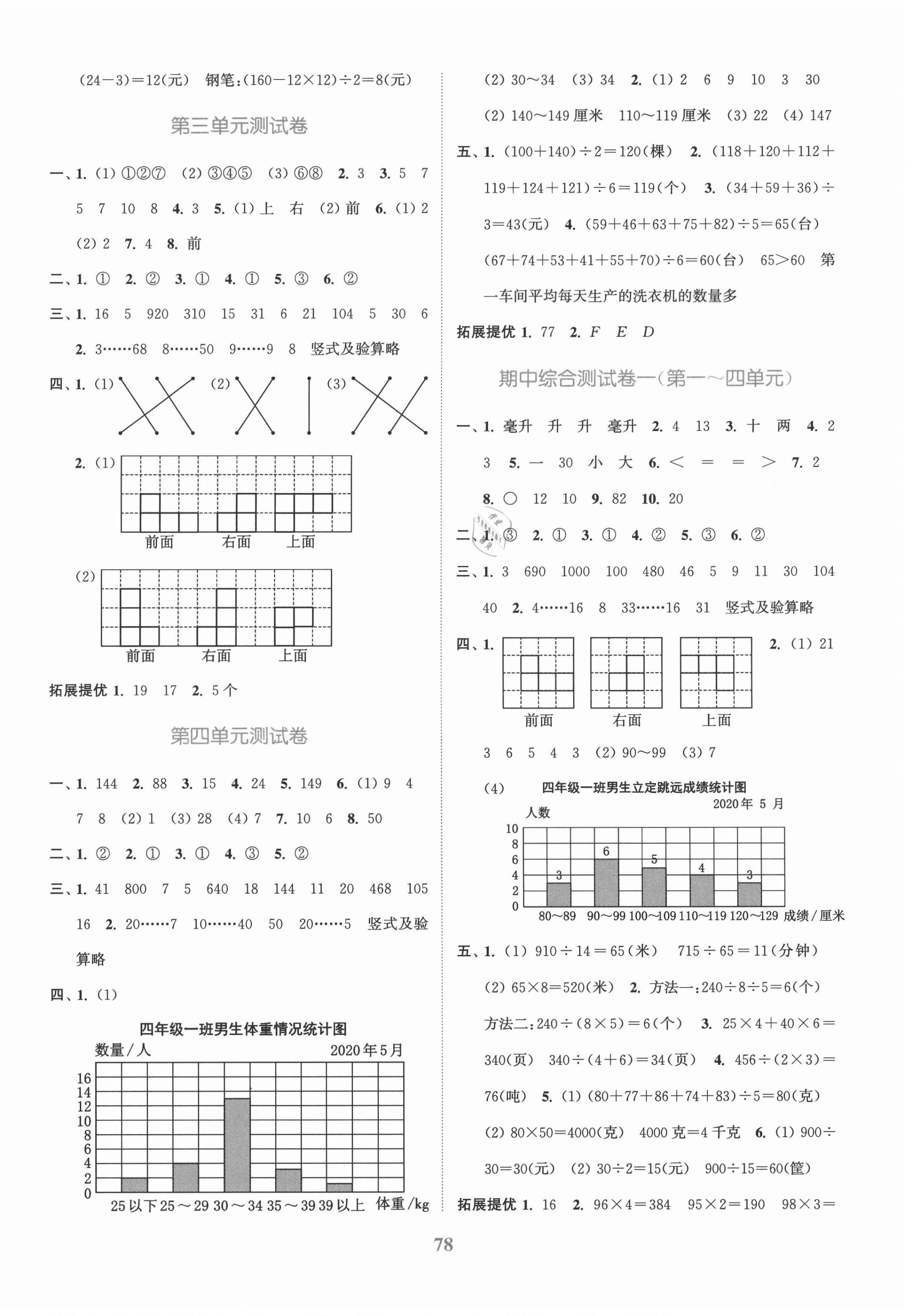 2020年江蘇金考卷四年級數(shù)學(xué)上冊江蘇版 參考答案第2頁