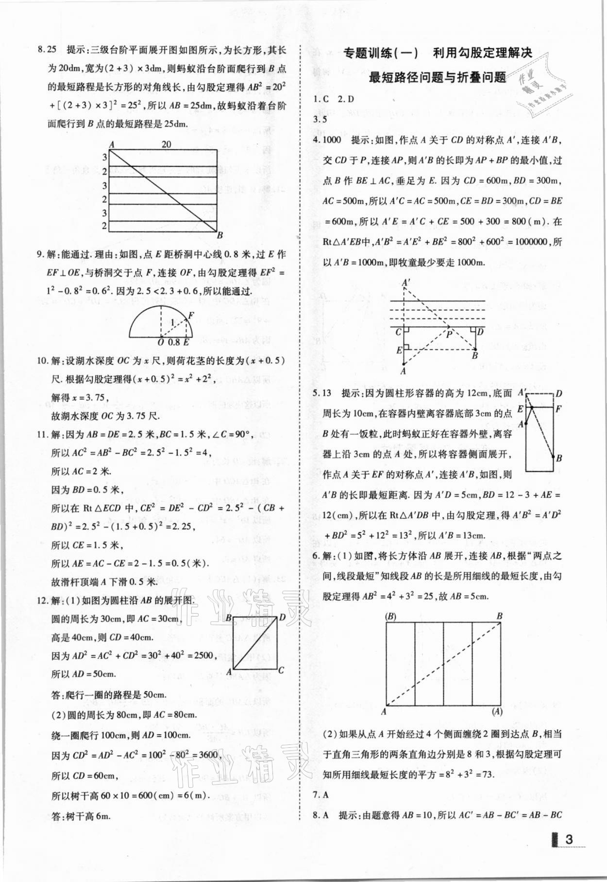 2020年遼寧作業(yè)分層培優(yōu)學(xué)案八年級(jí)數(shù)學(xué)上冊(cè)北師大版 參考答案第3頁(yè)