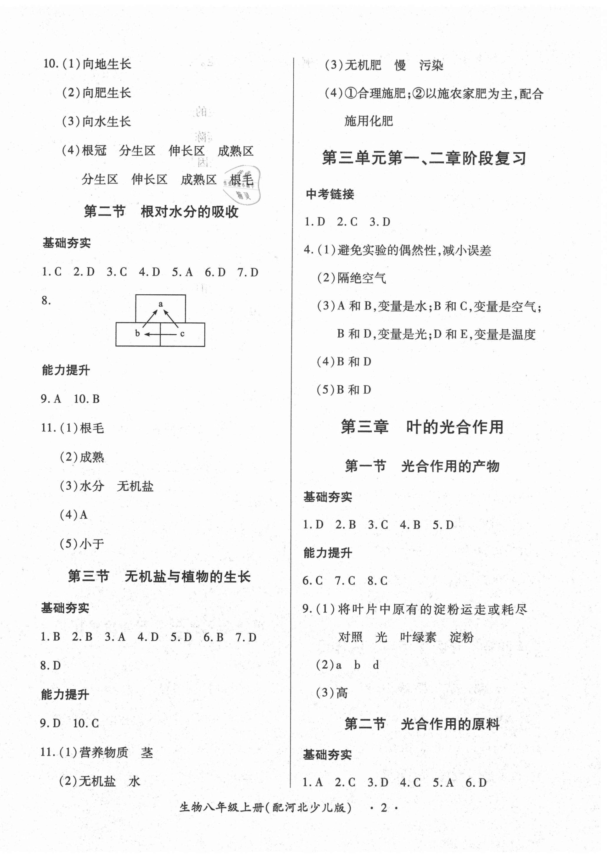 2020年一课一案创新导学八年级生物上册冀少版合订本 第2页