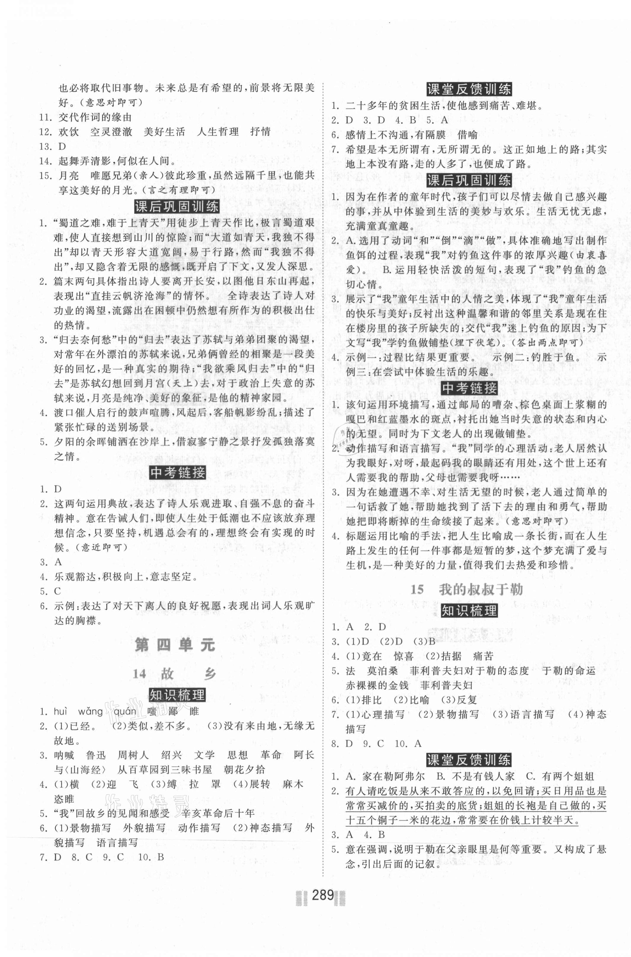 2020年贏在燕趙初中總復(fù)習(xí)課時練大提速九年級語文全一冊人教版 第7頁