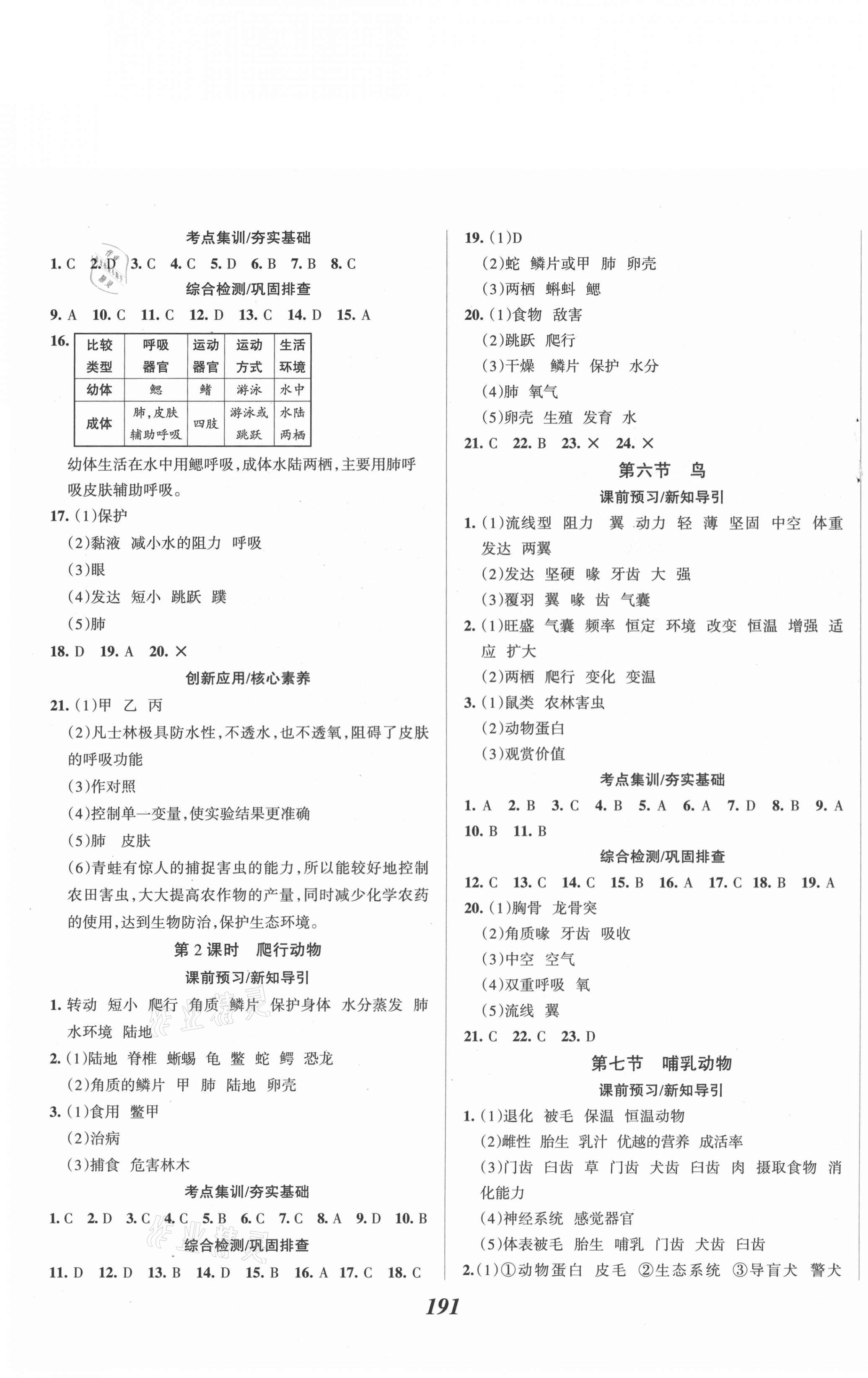 2020年全優(yōu)課堂考點集訓與滿分備考八年級生物上冊人教版 第3頁