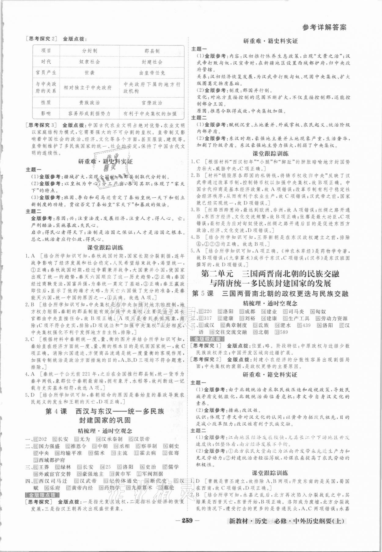 2020年金版教程高中新課程創(chuàng)新導(dǎo)學(xué)案高中歷史必修上冊人教版 參考答案第2頁