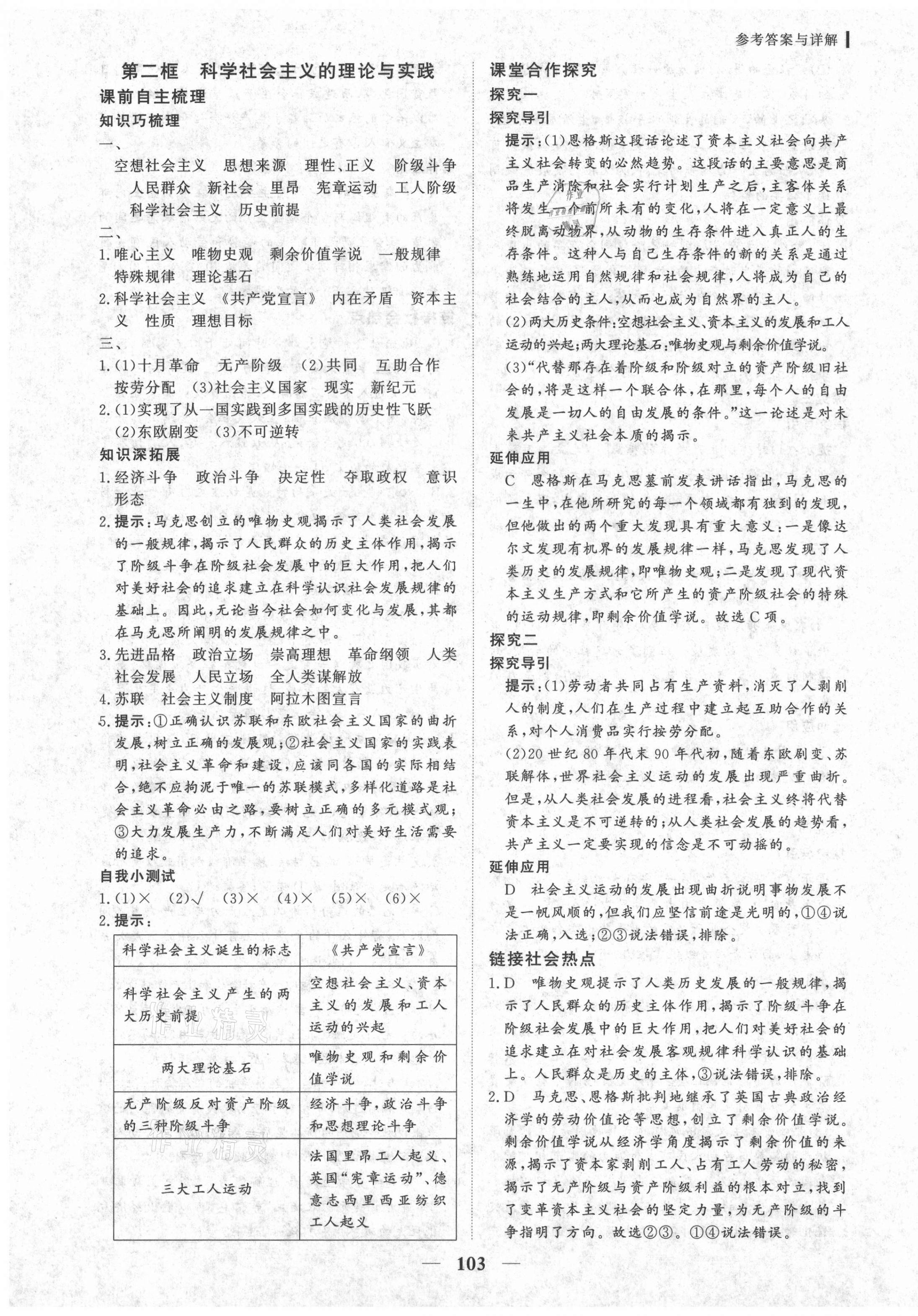 2020年優(yōu)化探究同步導(dǎo)學(xué)案思想政治必修一中國特色社會主義 參考答案第3頁