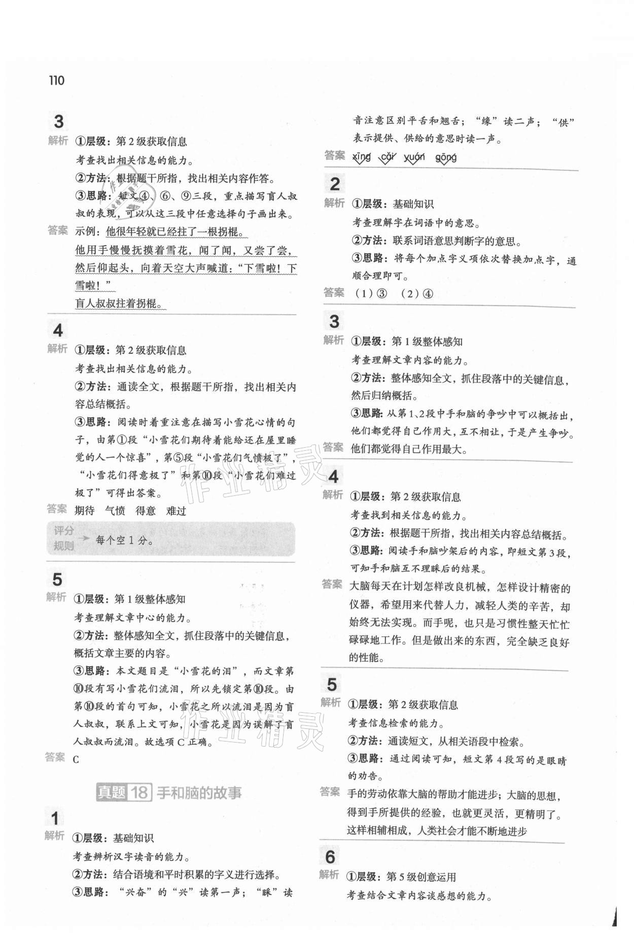 2020年閱讀大腦真題集訓(xùn)80篇五年級(jí)人教版 參考答案第14頁