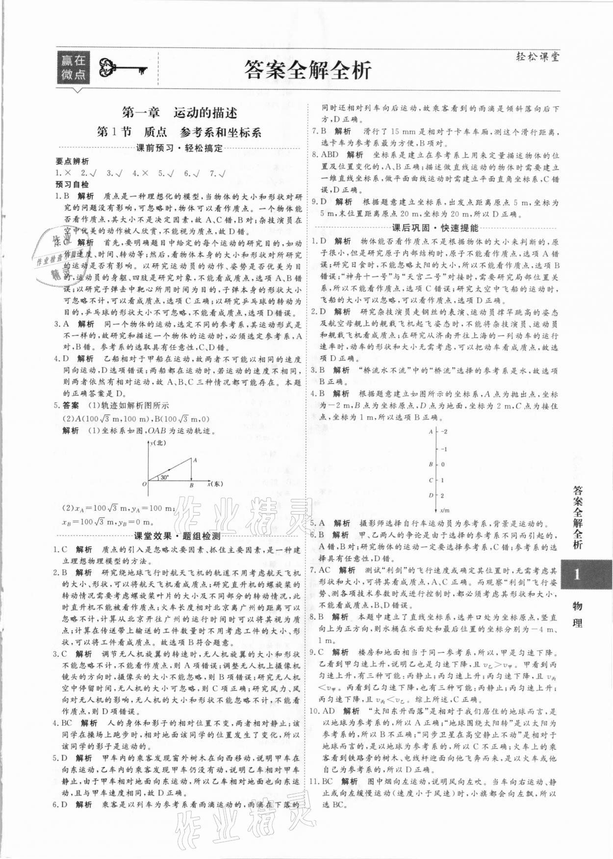 2020年贏在微點輕松課堂物理必修1 參考答案第1頁