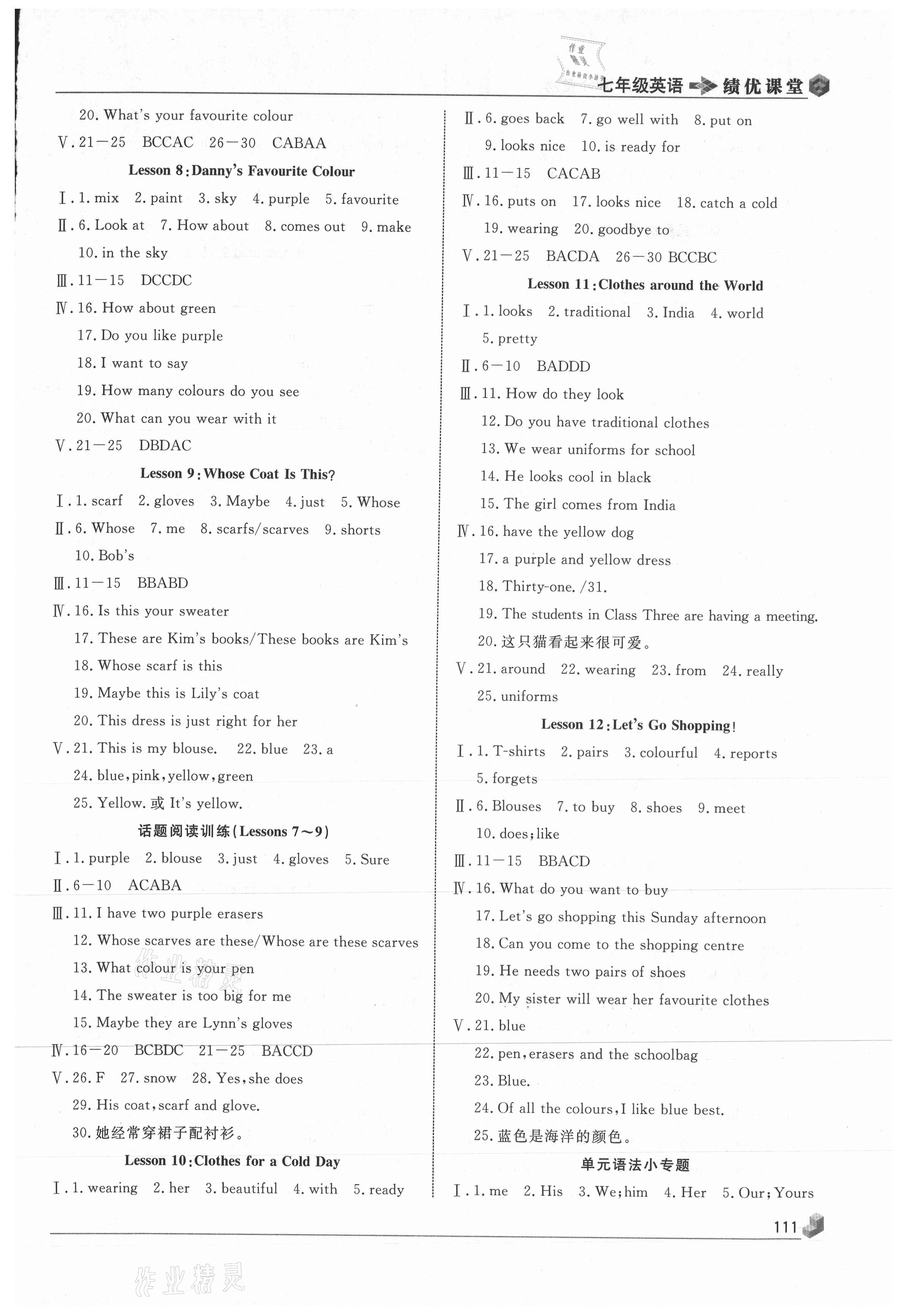 2020年績(jī)優(yōu)課堂高效提升滿分備考七年級(jí)英語(yǔ)上冊(cè)冀教版 第3頁(yè)