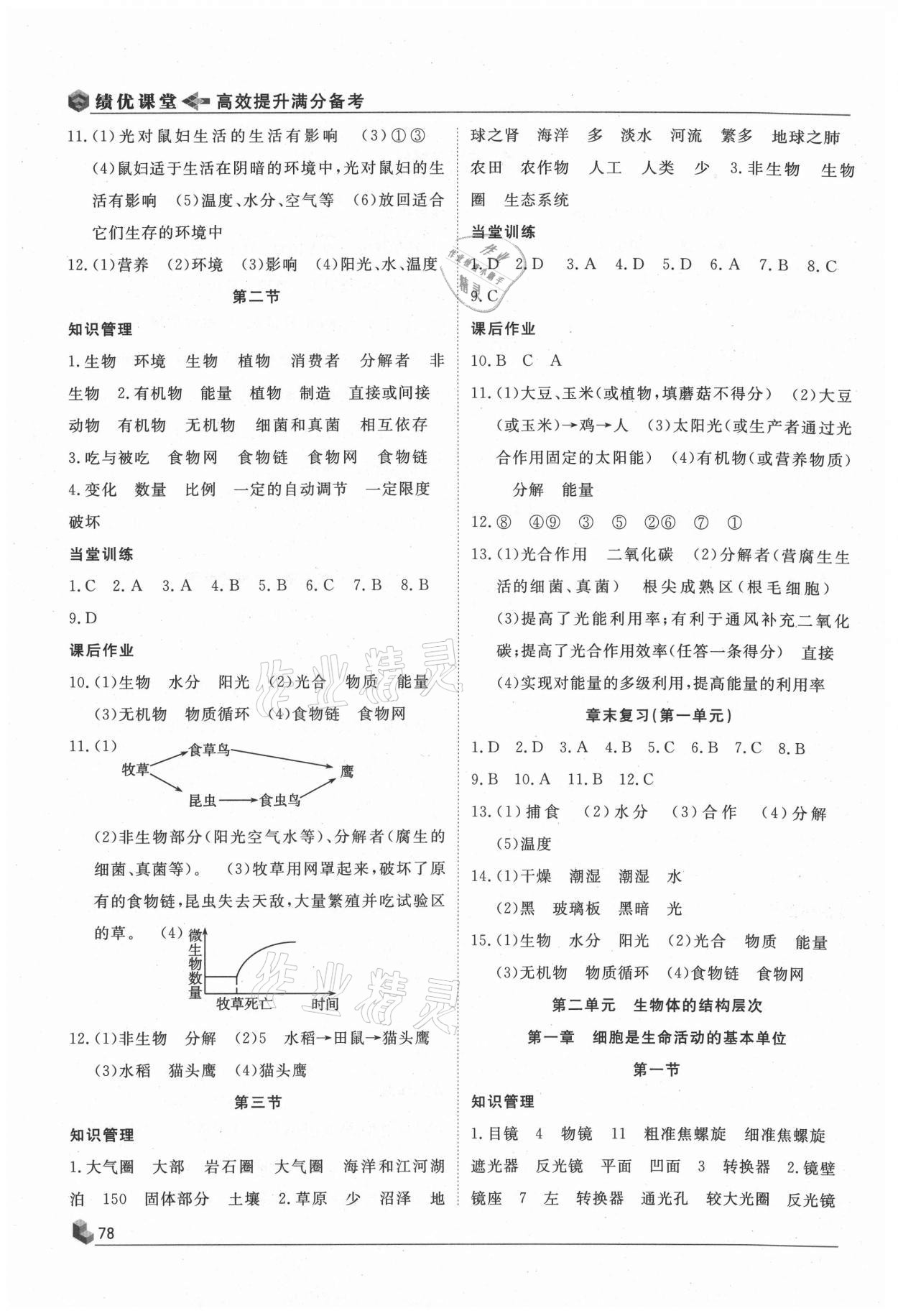 2020年績(jī)優(yōu)課堂高效提升滿分備考七年級(jí)生物上冊(cè)人教版 第2頁(yè)