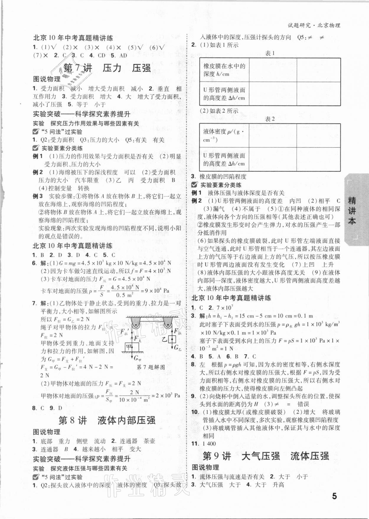 2021年万唯中考试题研究物理北京专版 参考答案第4页