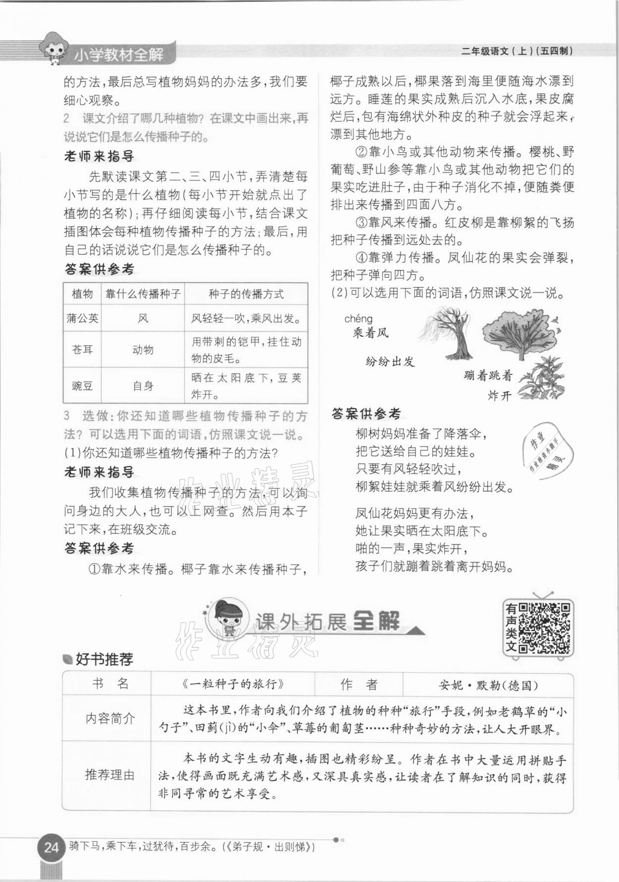 2020年教材課本二年級(jí)語(yǔ)文上冊(cè)人教版五四制 參考答案第24頁(yè)