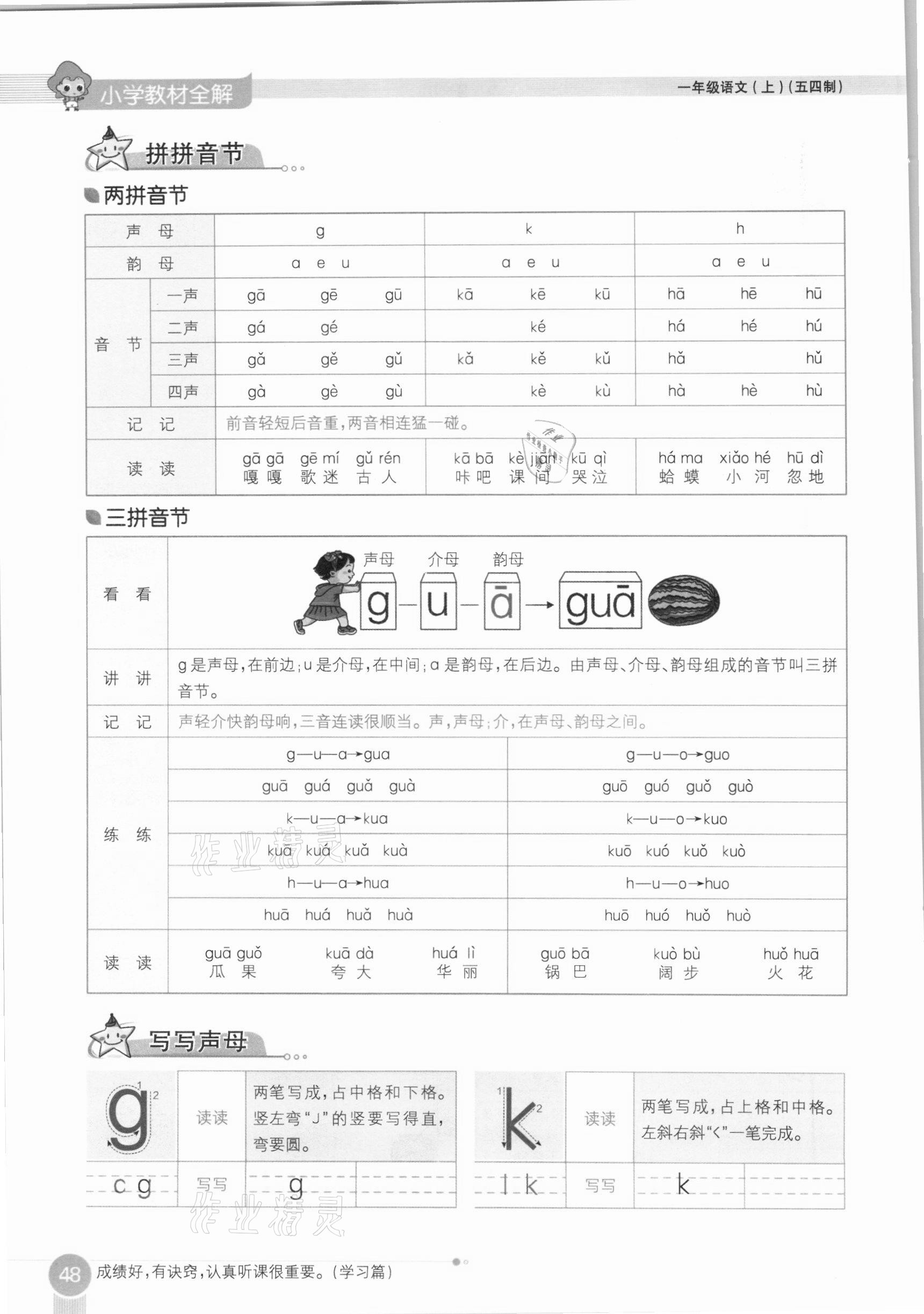 2020年教材課本一年級語文上冊人教版五四制 參考答案第48頁