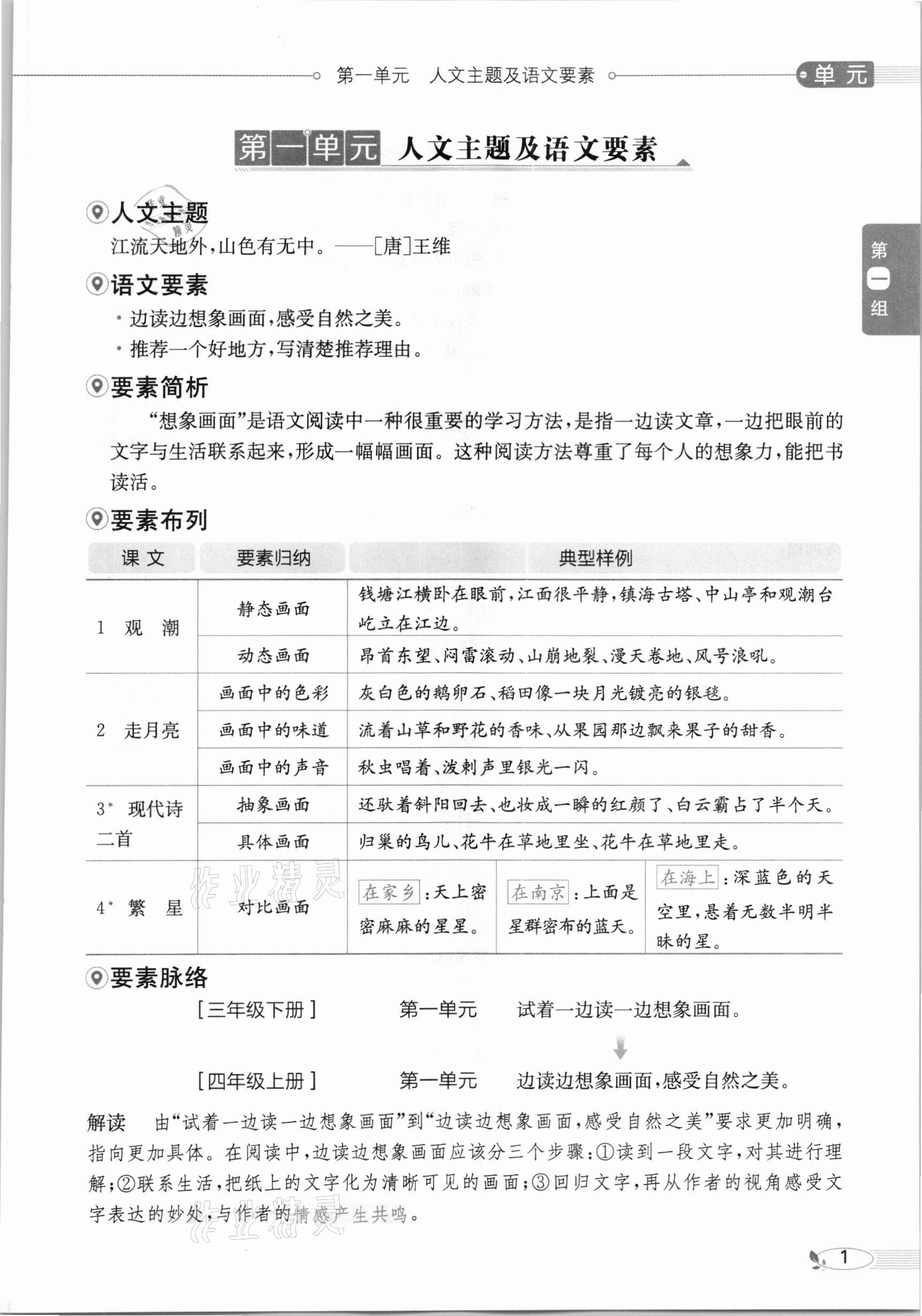 2020年教材課本四年級語文上冊人教版五四制 參考答案第1頁