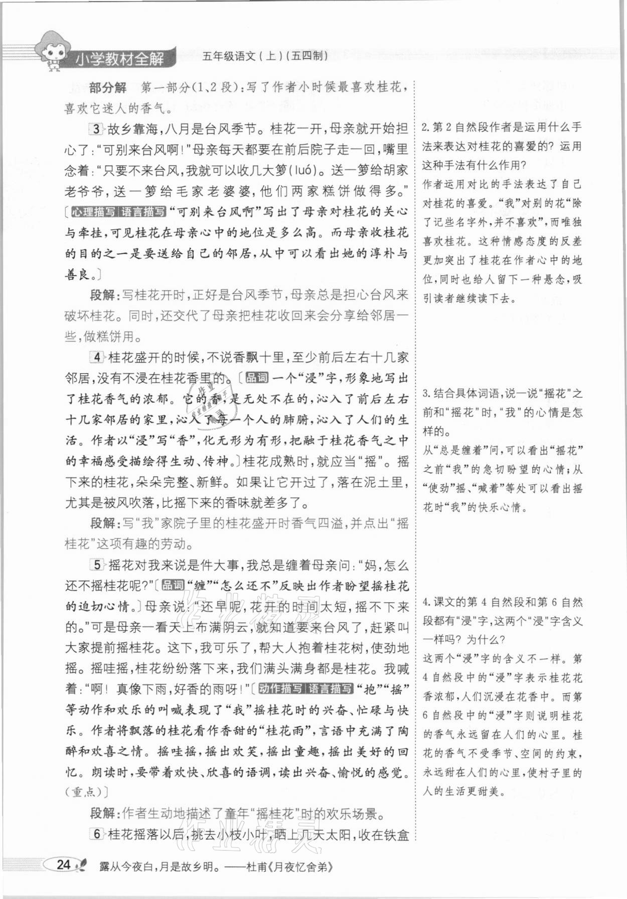 2020年教材課本五年級(jí)語(yǔ)文上冊(cè)人教版五四制 參考答案第24頁(yè)