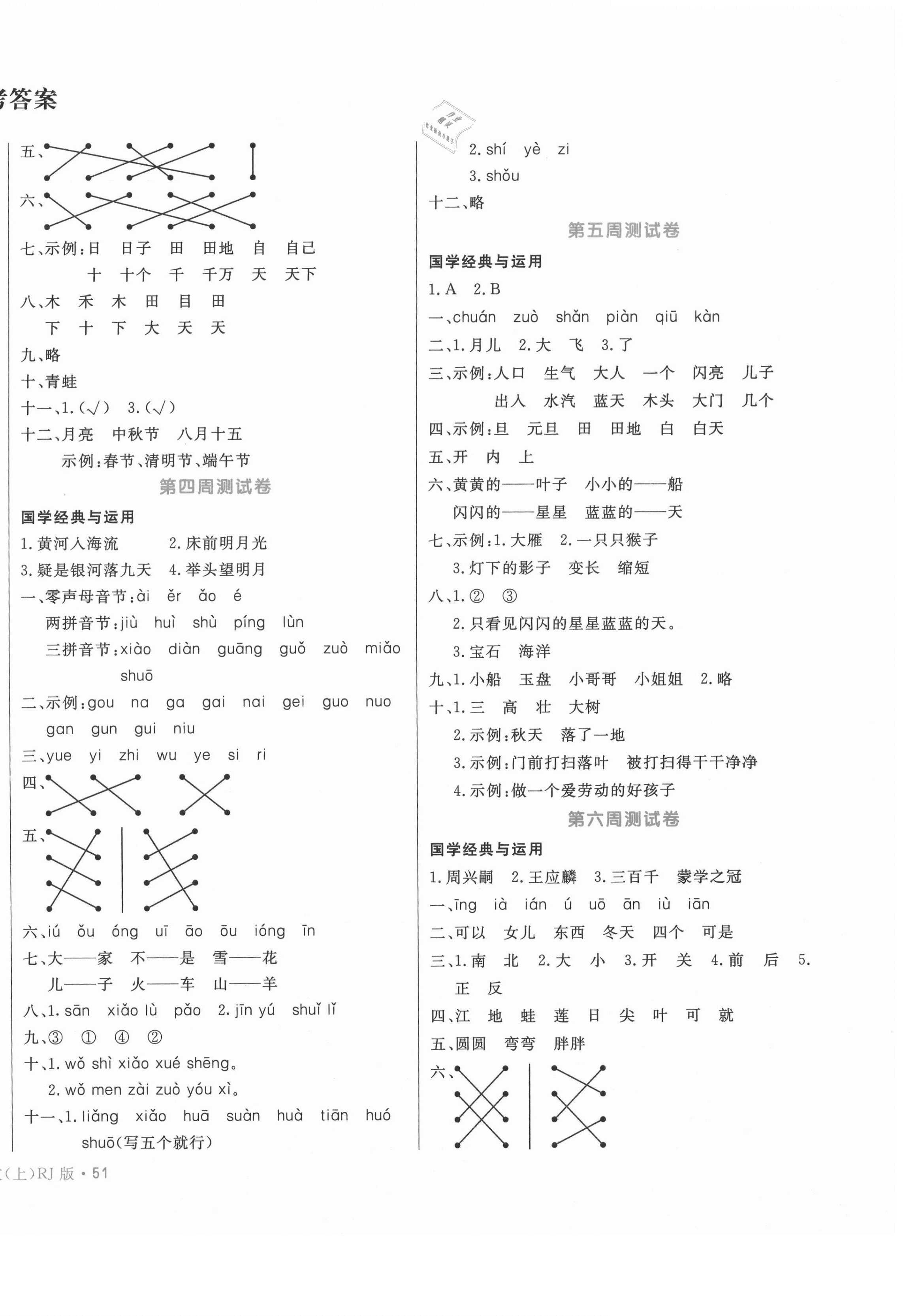 2020年天天向上周周測(cè)100一年級(jí)語文上冊(cè)人教版 第2頁(yè)