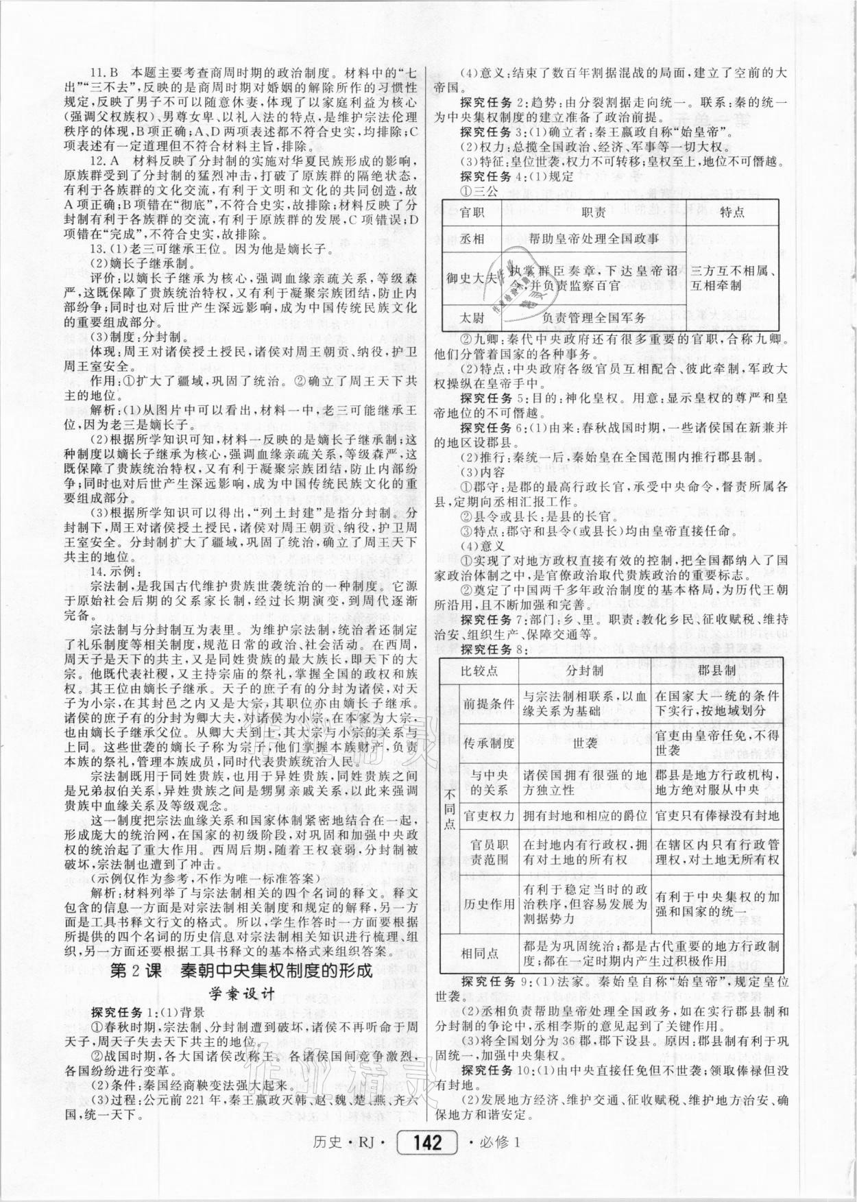 2020年紅對勾45分鐘作業(yè)與單元評估歷史必修1人教版 參考答案第2頁