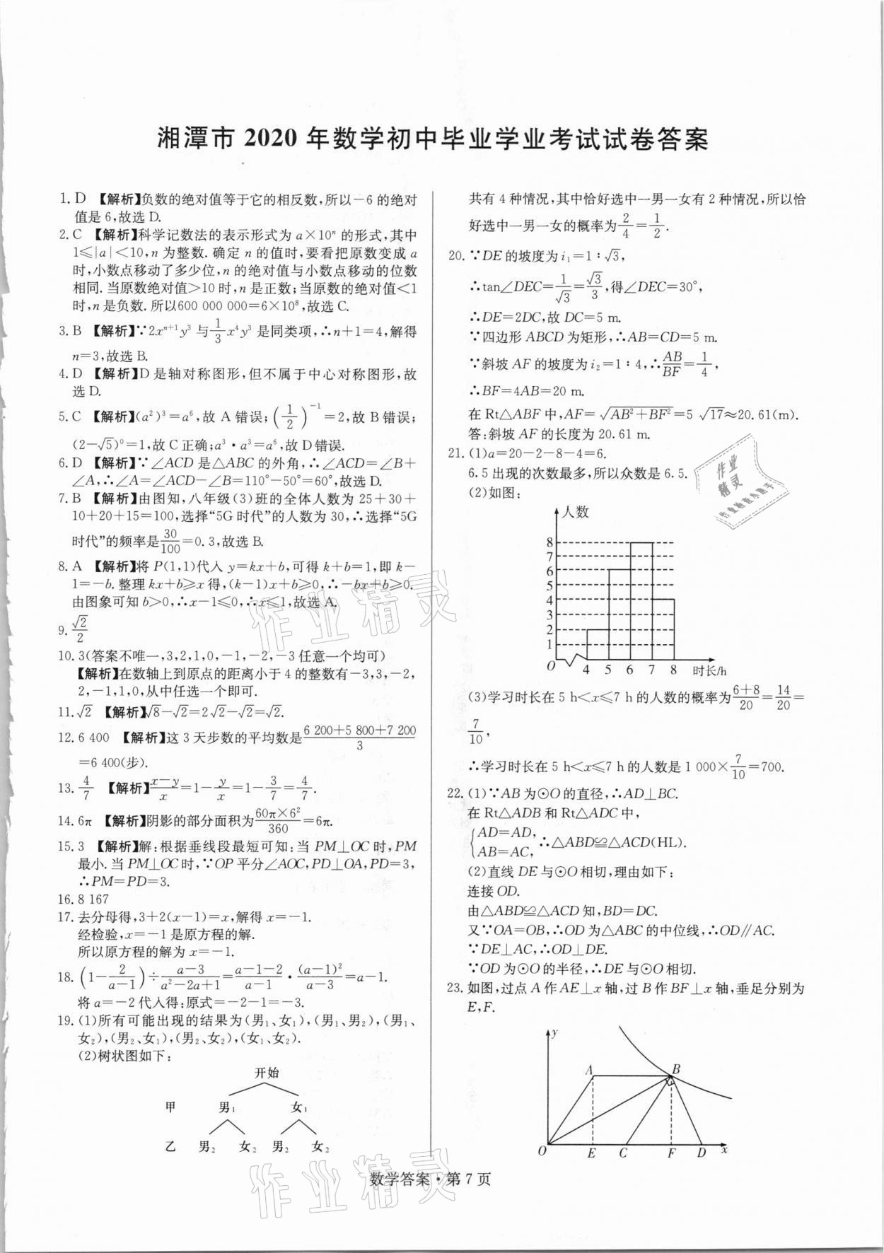 2021年湖南中考必備數(shù)學(xué)人教版 參考答案第7頁