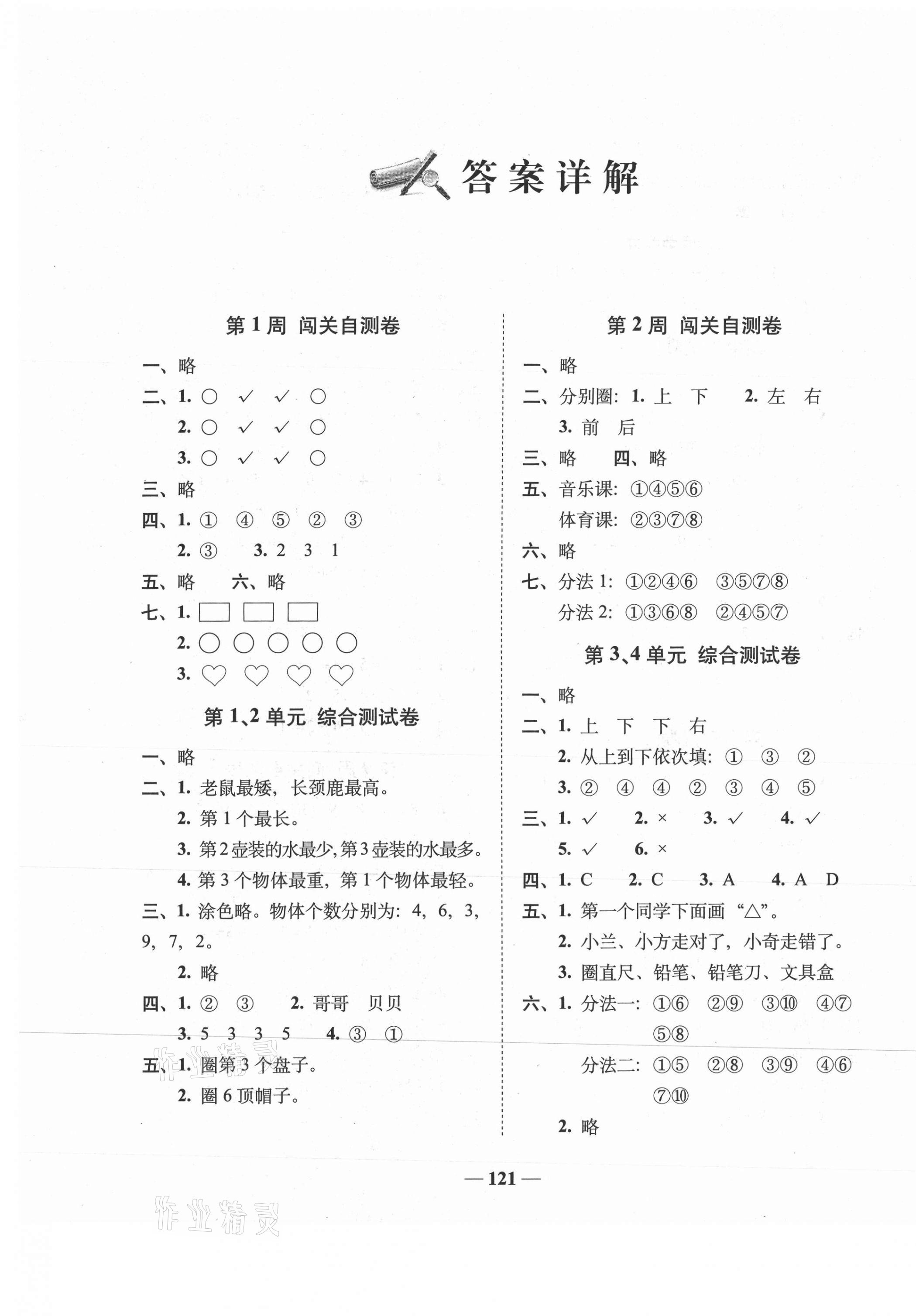 2020年A加全程練考卷一年級數學上冊蘇教版 第1頁