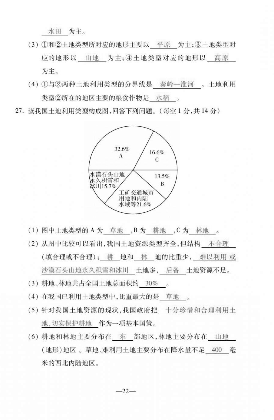 2020年本土卷八年級(jí)地理全一冊(cè)商務(wù)星球版 第22頁(yè)