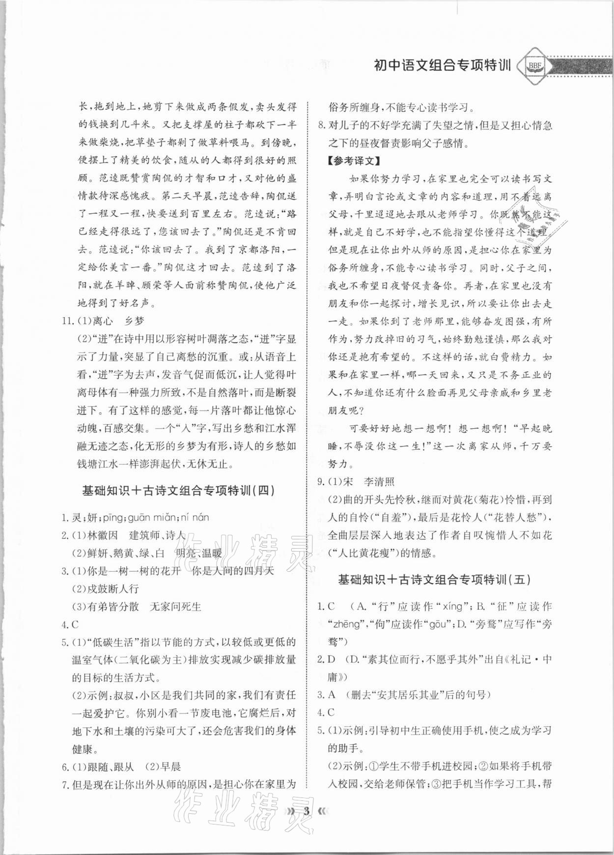 2020年初中語文中考專項突破特訓(xùn)基礎(chǔ)知識加古詩文 第3頁