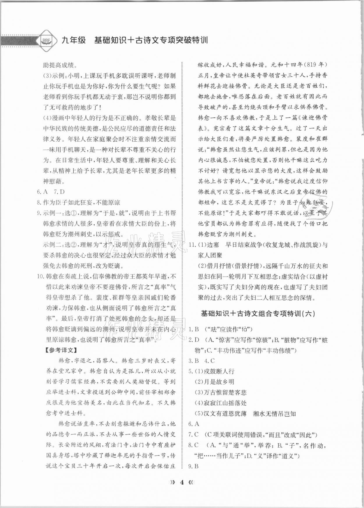 2020年初中语文中考专项突破特训基础知识加古诗文 第4页