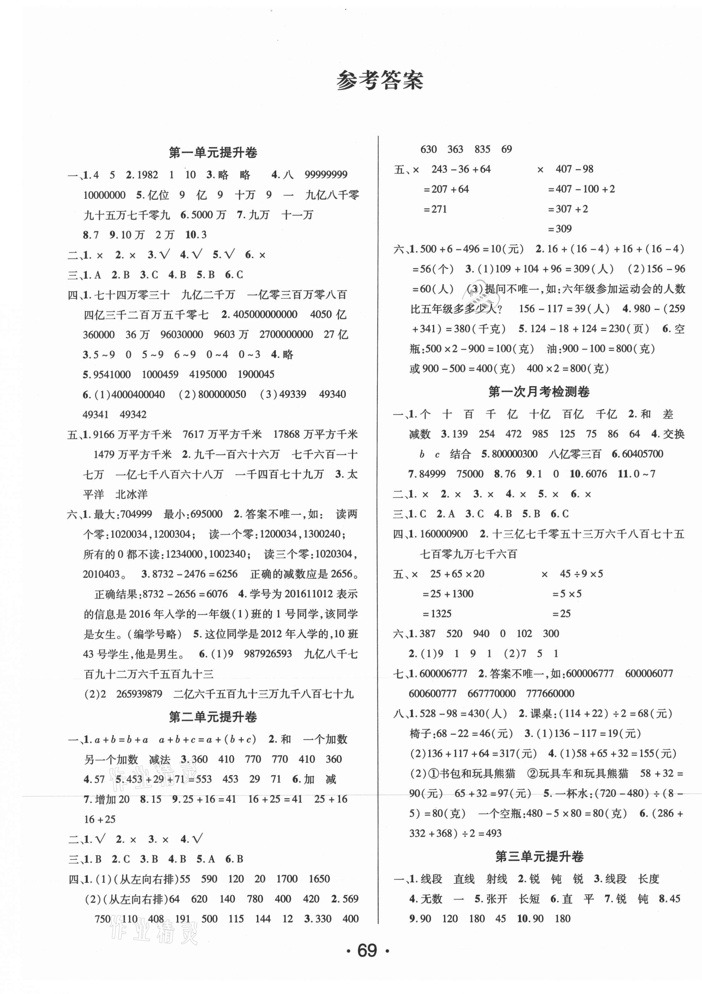 2020年素養(yǎng)課堂提升卷四年級(jí)數(shù)學(xué)上冊(cè)西師大版 第1頁