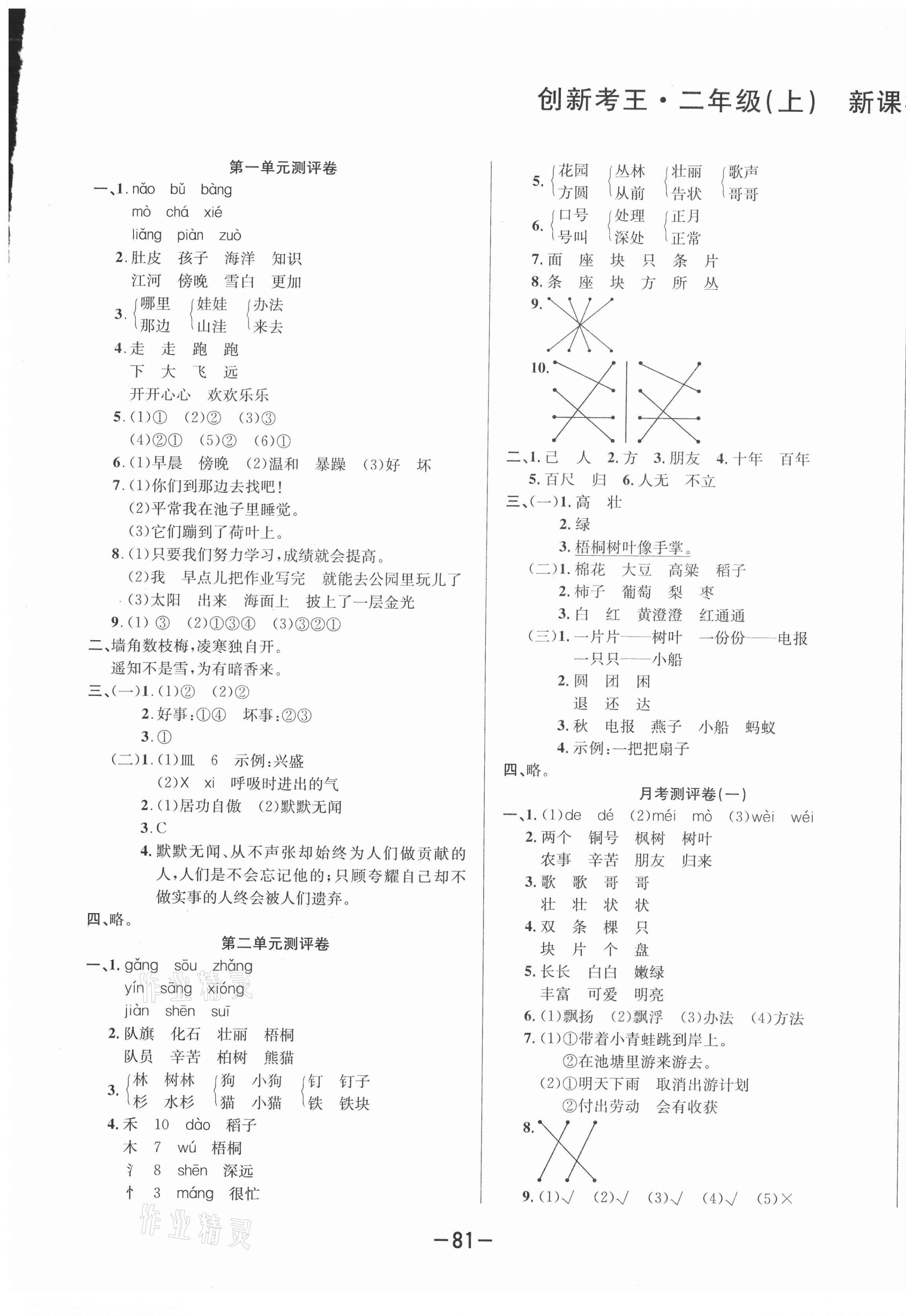 2020年创新考王完全试卷二年级语文上册人教版 第1页