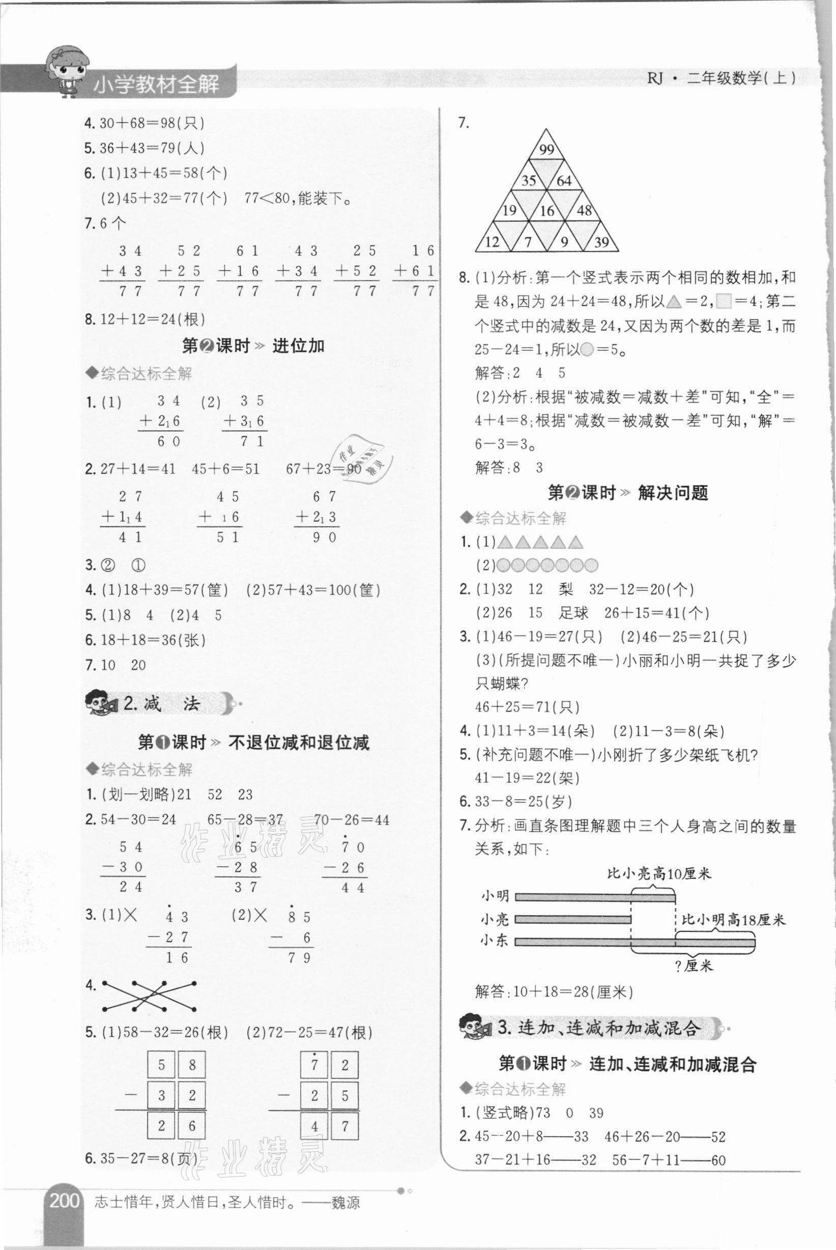 2020年小學(xué)教材全解二年級(jí)數(shù)學(xué)上冊(cè)人教版 參考答案第2頁