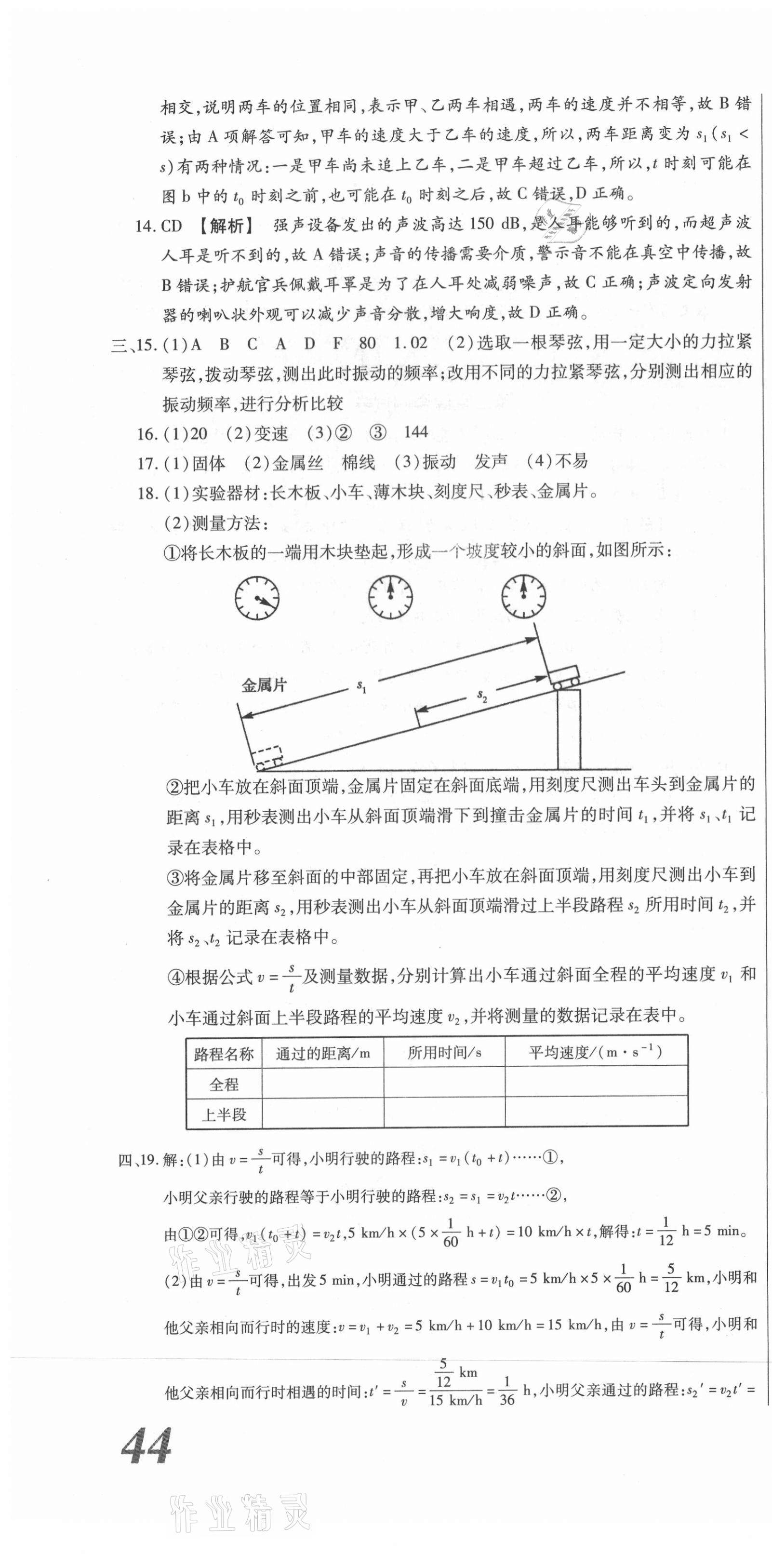 2020年天天向上周周測100八年級物理上冊人教版 第4頁