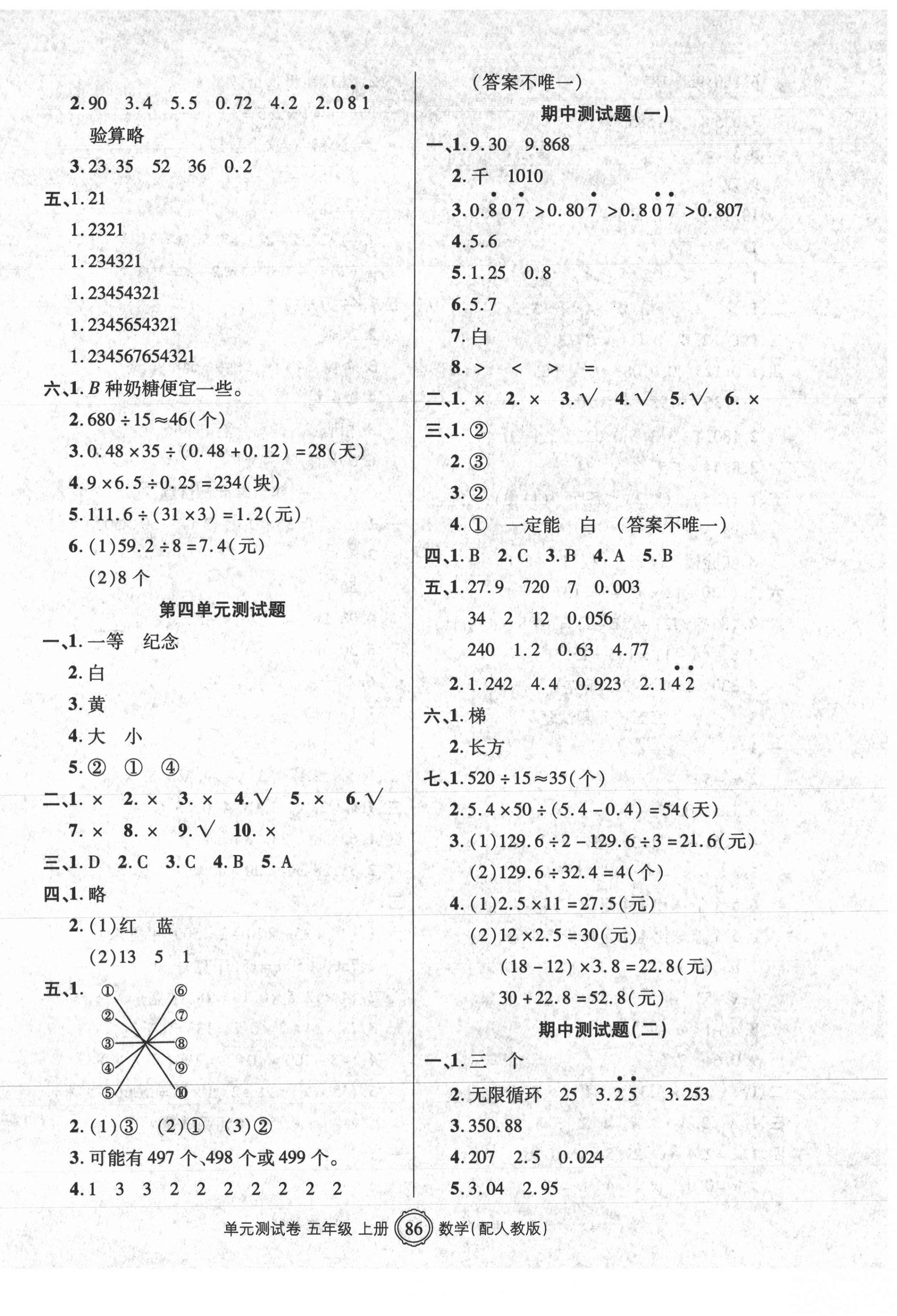 2020年智慧通單元測(cè)試卷五年級(jí)數(shù)學(xué)上冊(cè)人教版臨沭專(zhuān)版 第2頁(yè)