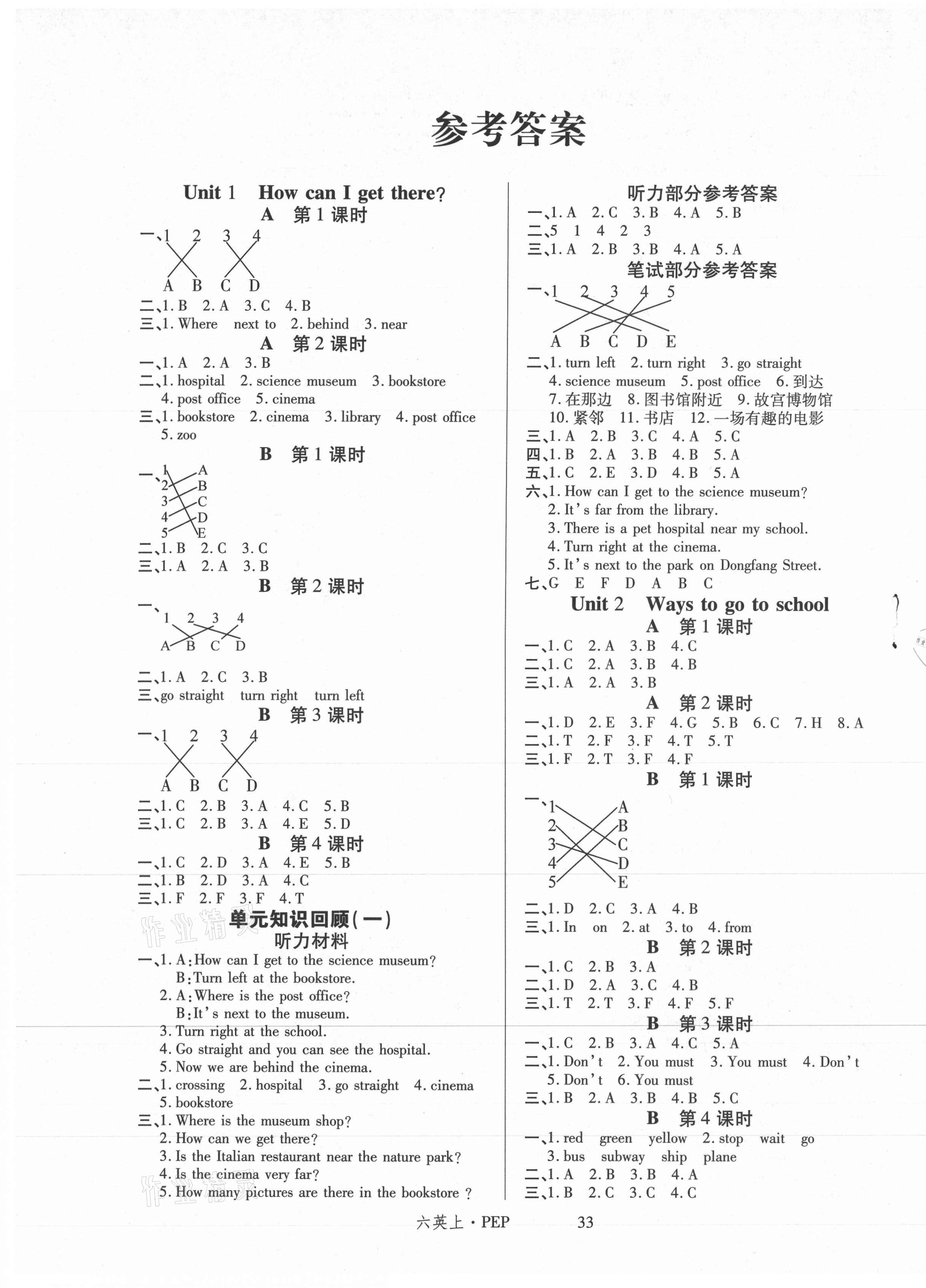 2020年暢行課堂名校提分作業(yè)本六年級英語上冊人教PEP版 第1頁