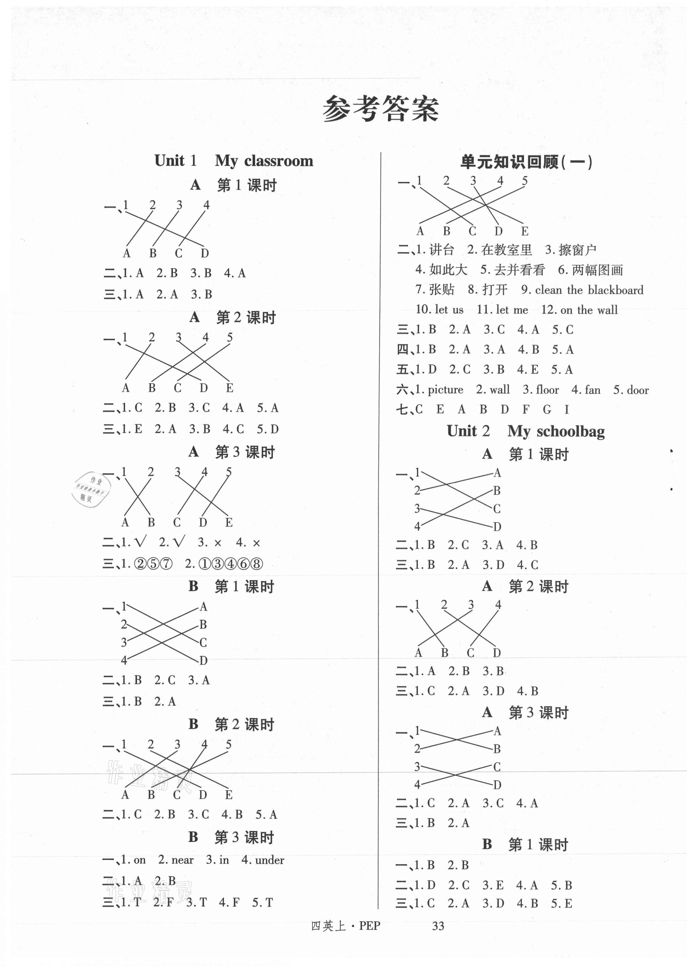 2020年暢行課堂名校提分作業(yè)本四年級英語上冊人教PEP版 第1頁
