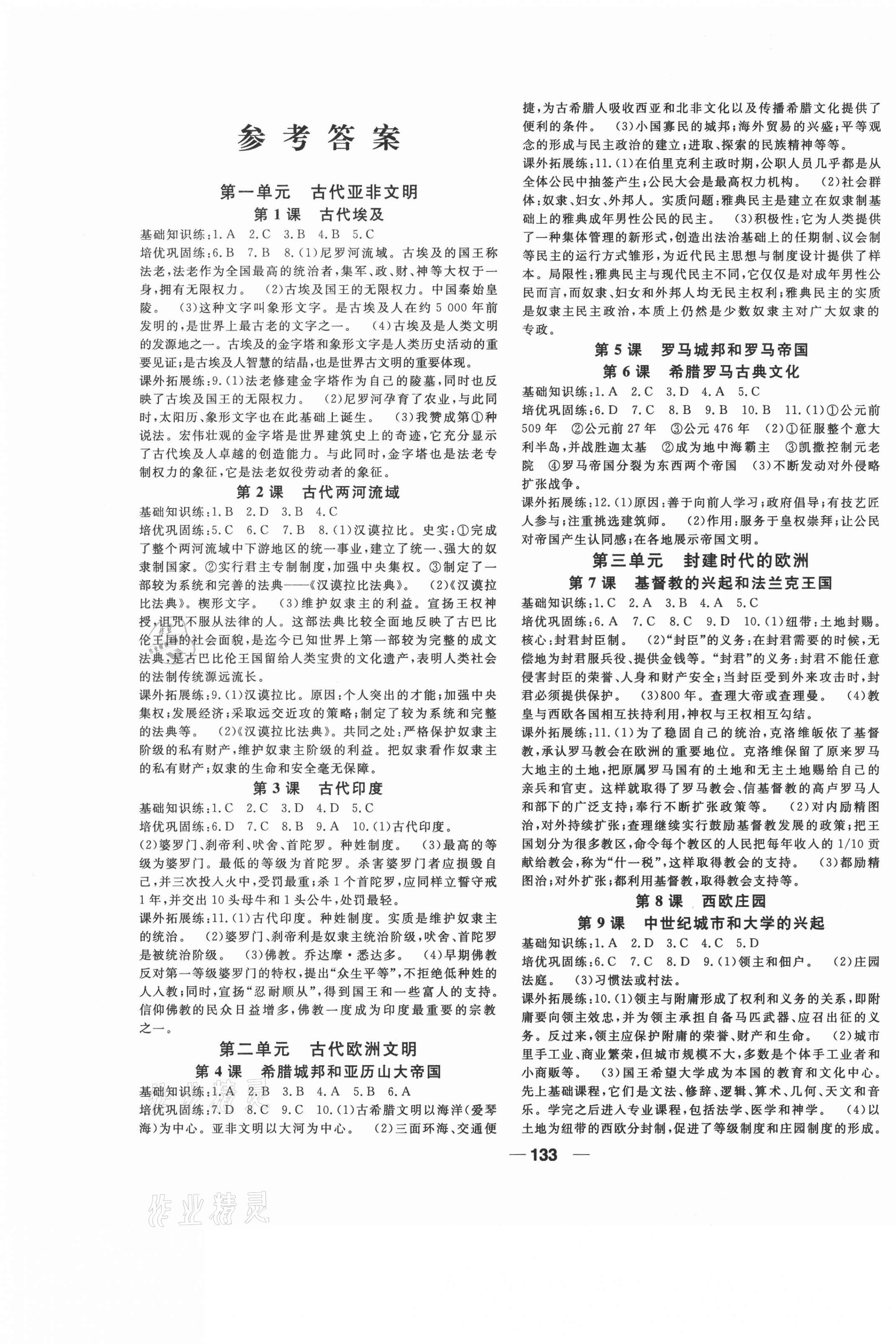 2020年名師作業本九年級歷史全一冊人教版 第1頁