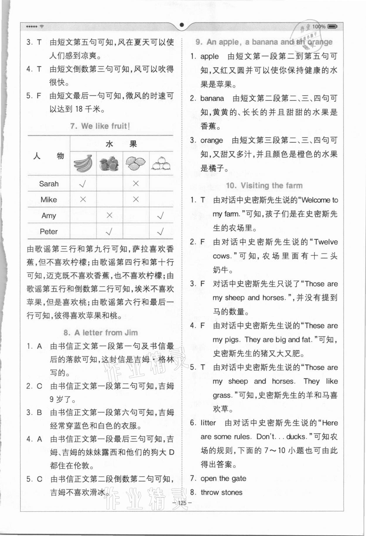 2020年巔峰訓練進階閱讀三年級英語 參考答案第2頁