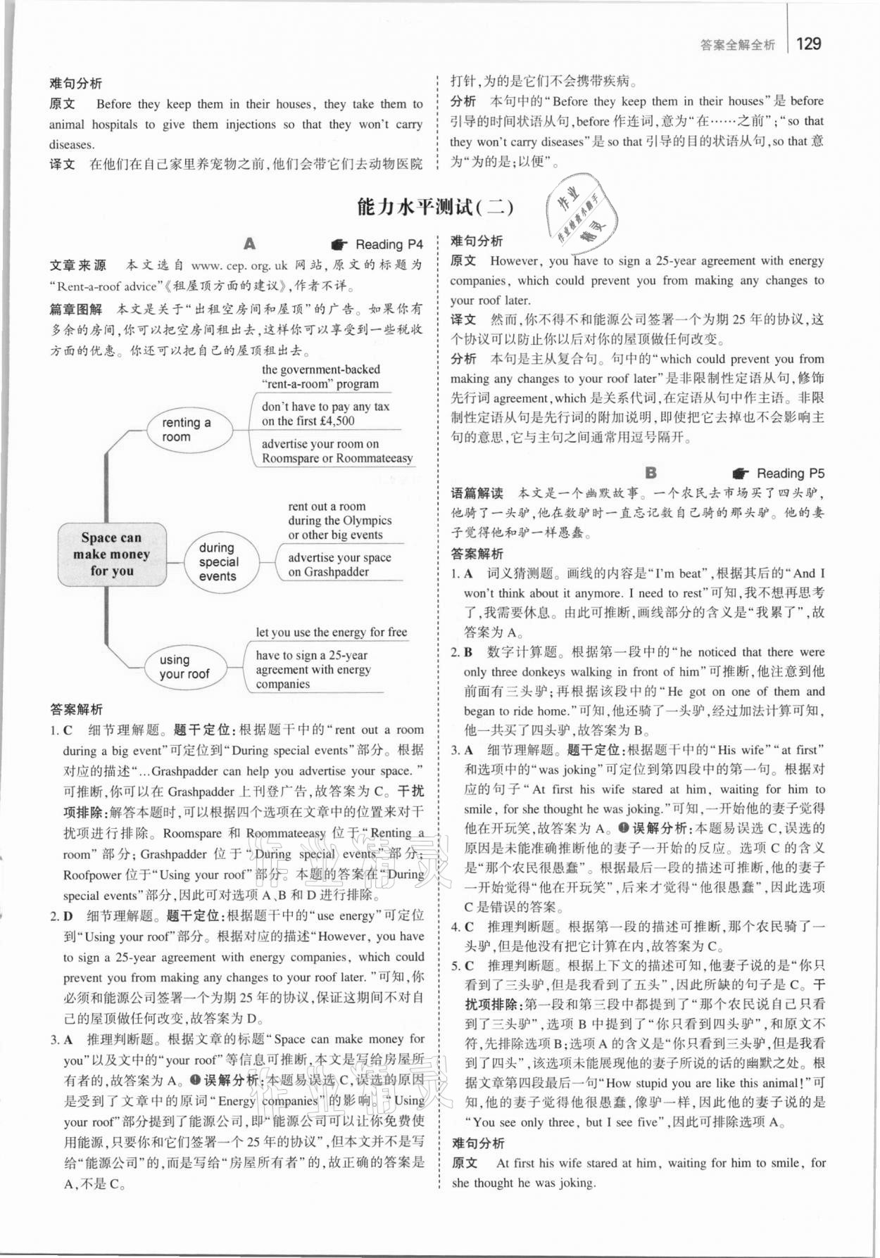 2020年53English英語(yǔ)閱讀理解九年級(jí)加中考 參考答案第3頁(yè)