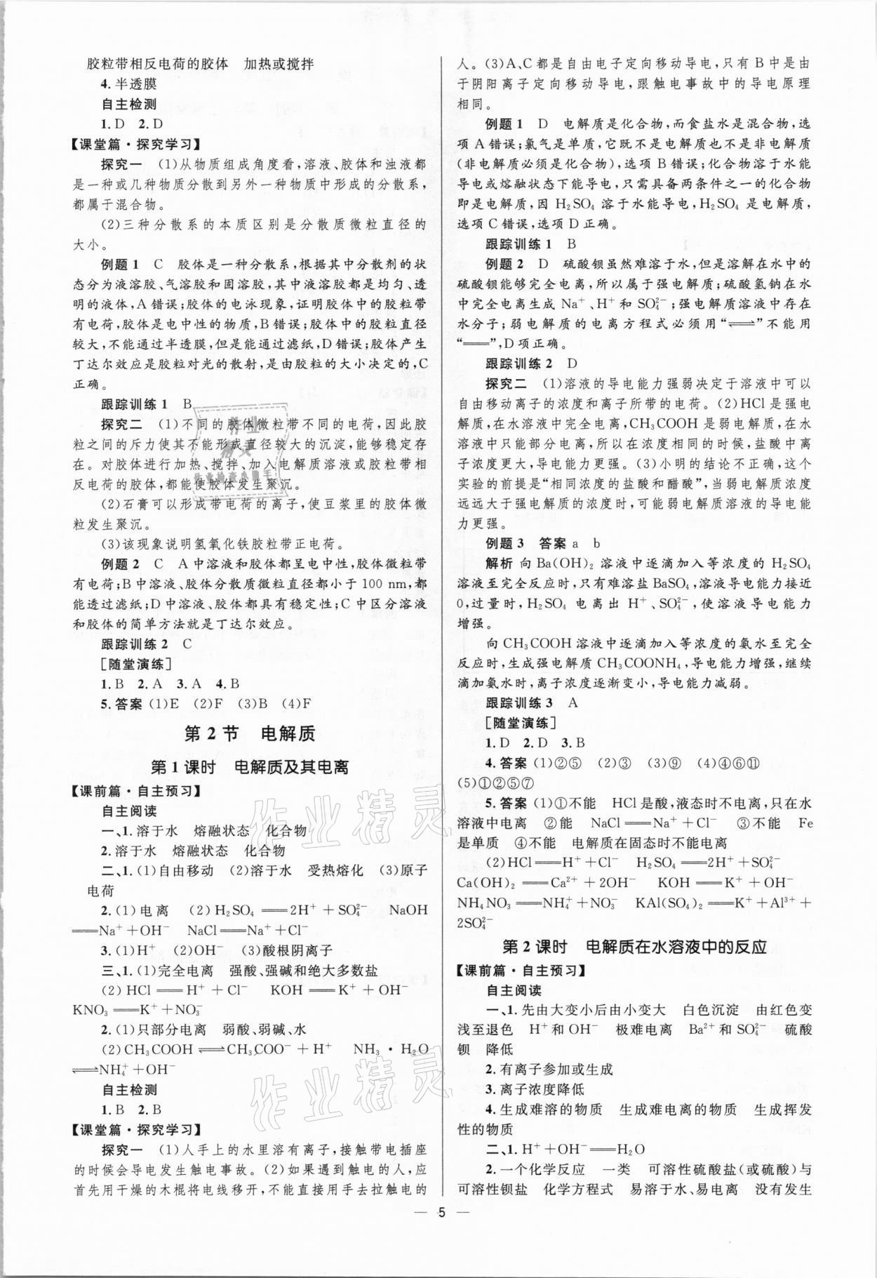 2020年高中同步學(xué)考優(yōu)化設(shè)計(jì)化學(xué)必修1魯科版 參考答案第5頁(yè)