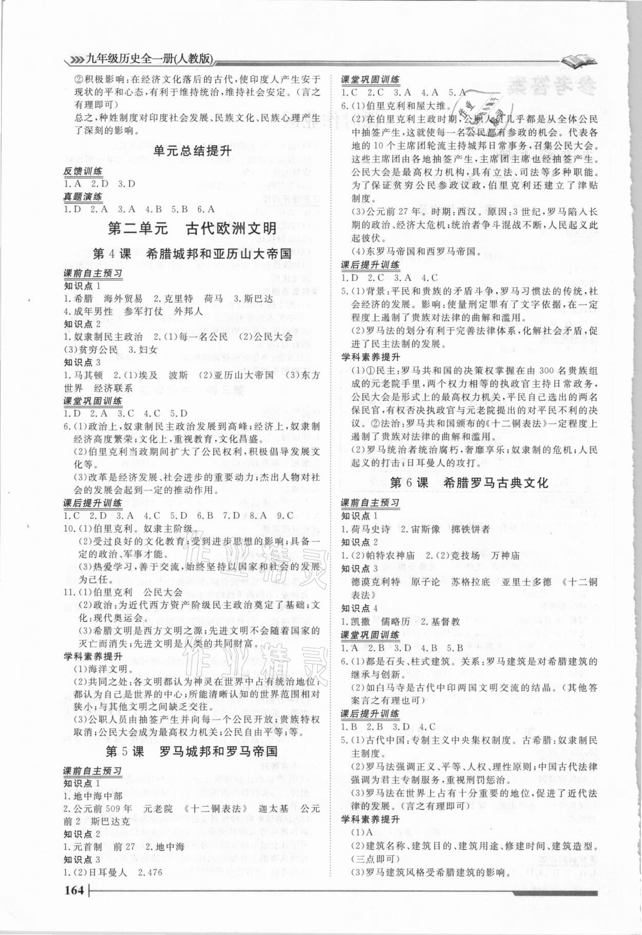 2020年標準課堂作業(yè)九年級歷史全一冊人教版 第2頁