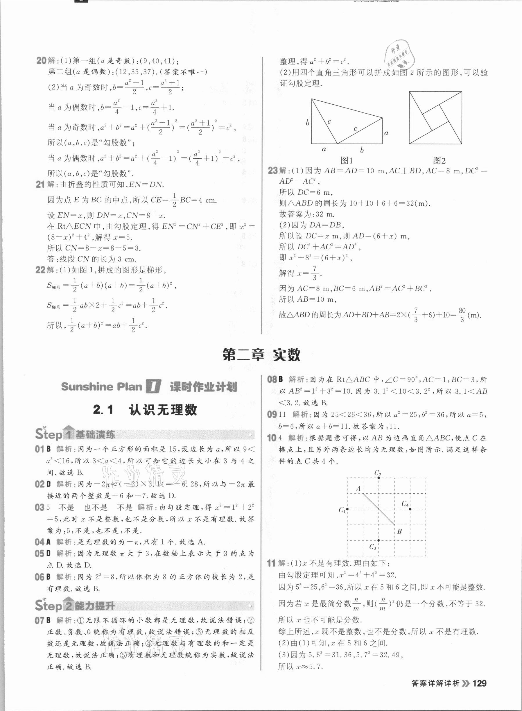 2020年陽(yáng)光計(jì)劃初中同步八年級(jí)數(shù)學(xué)上冊(cè)北師大版 參考答案第7頁(yè)