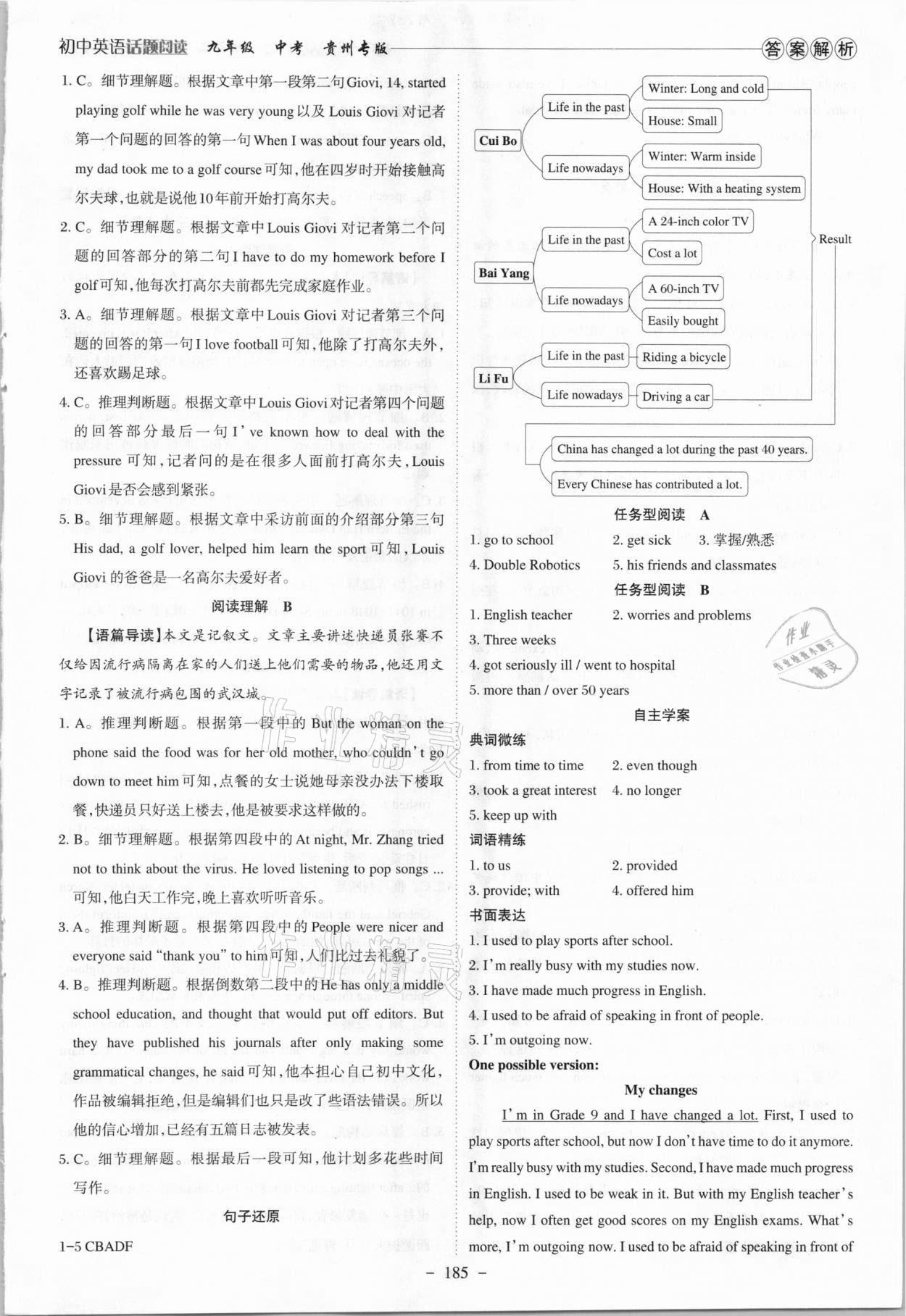 2021年初中英語話題閱讀九年級中考貴州專版 參考答案第6頁