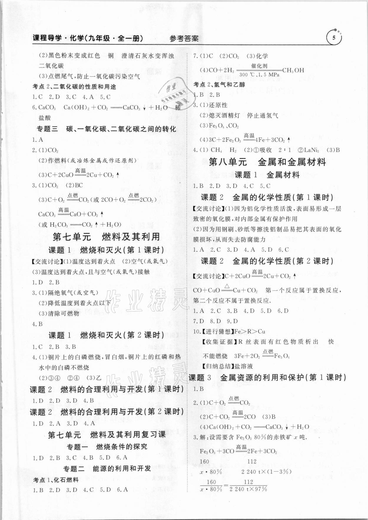 2020年课程导学九年级化学全一册人教版 第5页