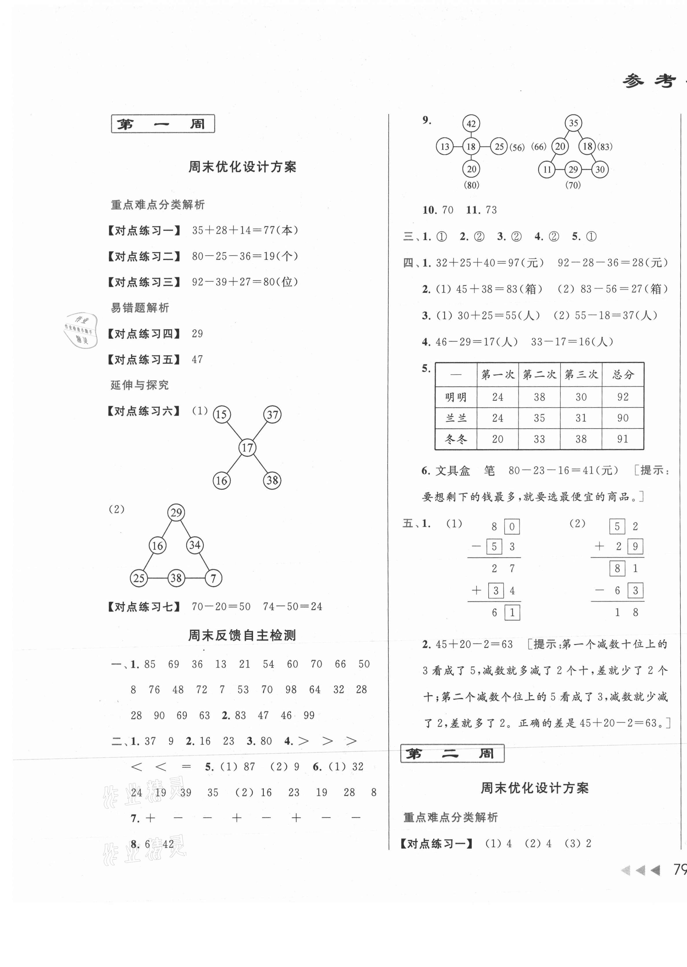 2020年亮點給力周末優(yōu)化設計大試卷二年級數(shù)學上冊蘇教版 第1頁